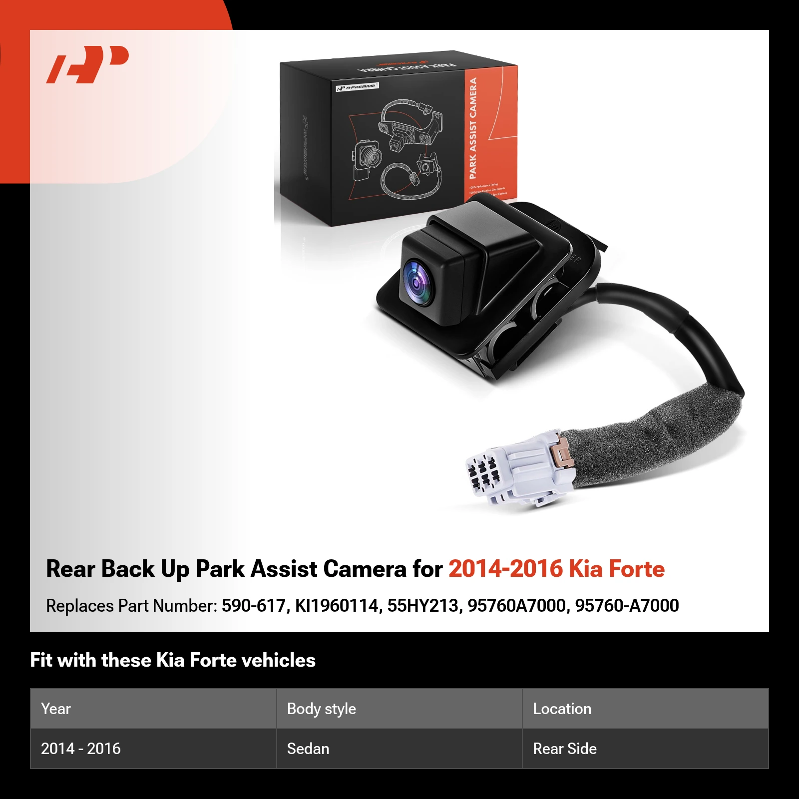 Rear Back Up Park Assist Camera for 2014-2016 Kia Forte