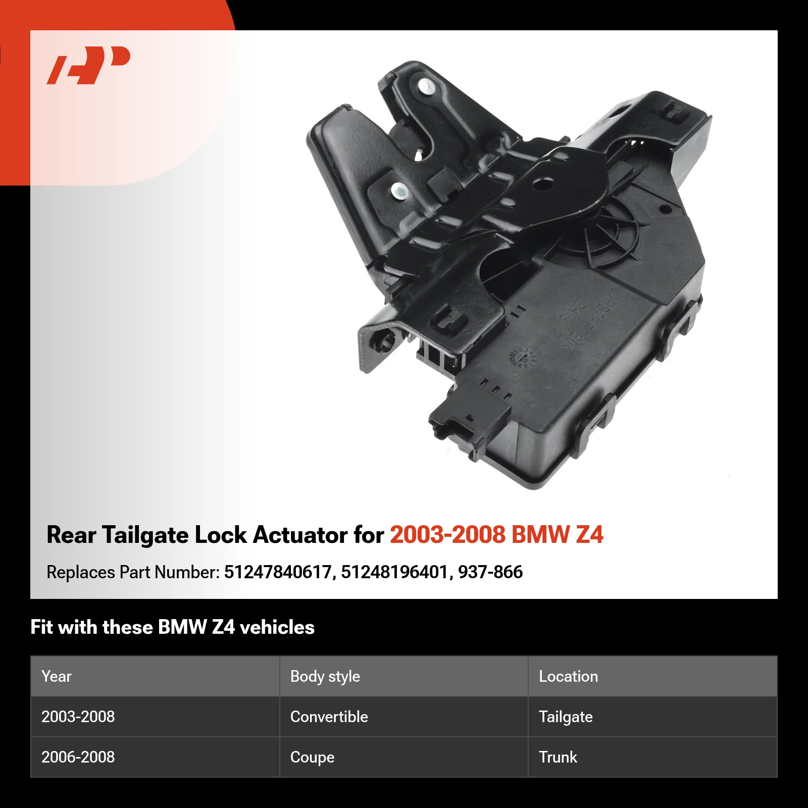 Rear Tailgate Lock Actuator for 2003-2008 BMW Z4