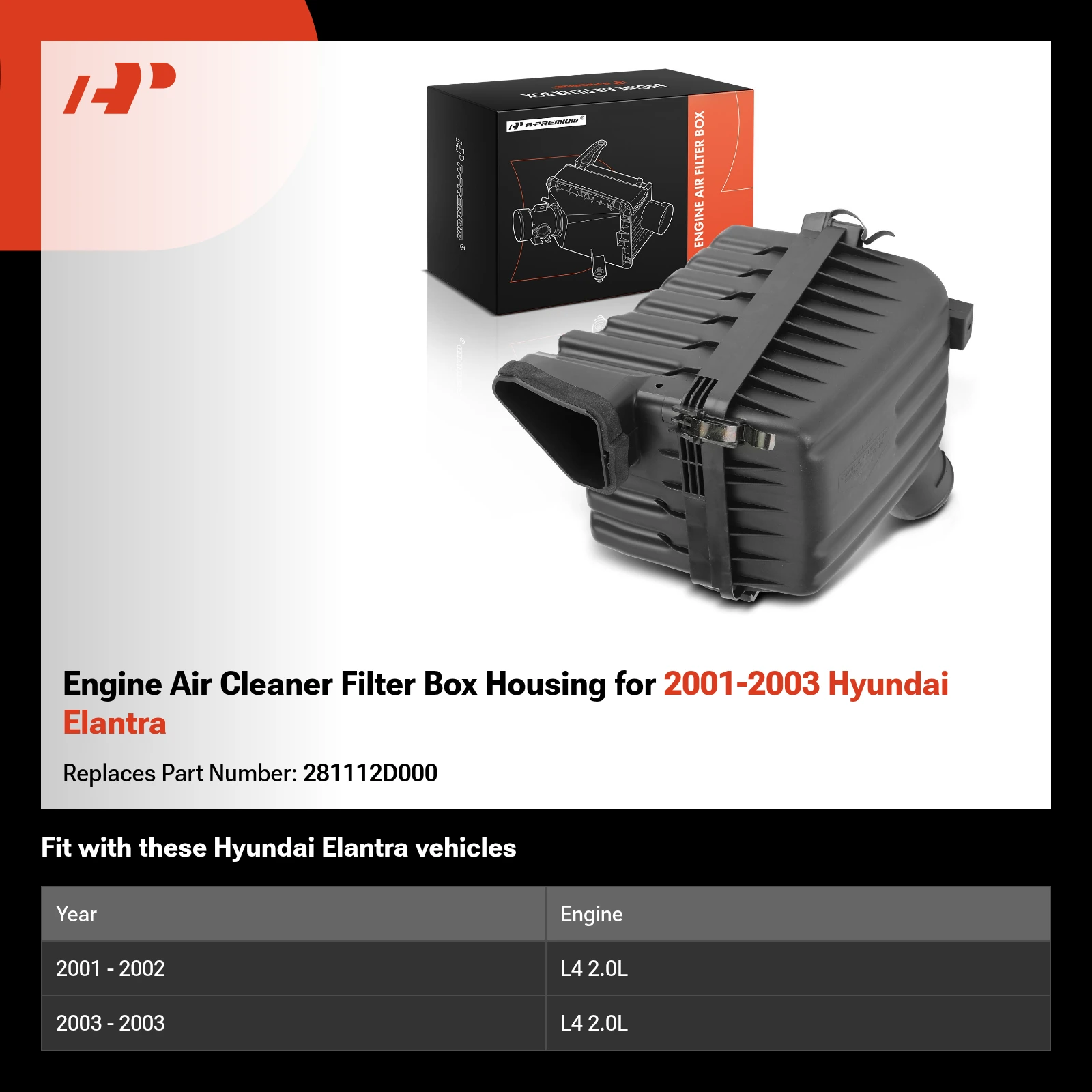 Engine Air Cleaner Filter Box Housing for 2001-2003 Hyundai Elantra