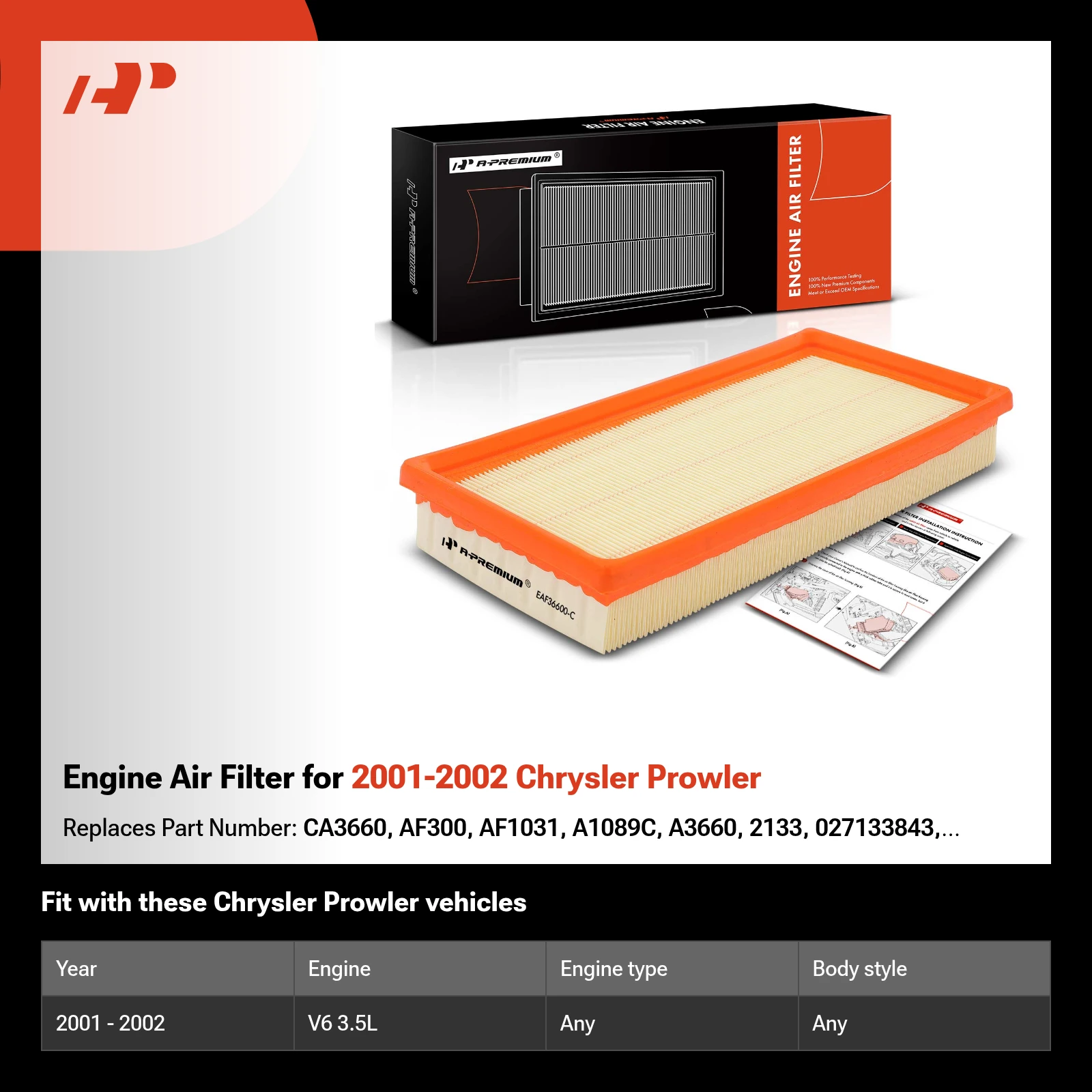 Engine Air Filter for 2001-2002 Chrysler Prowler