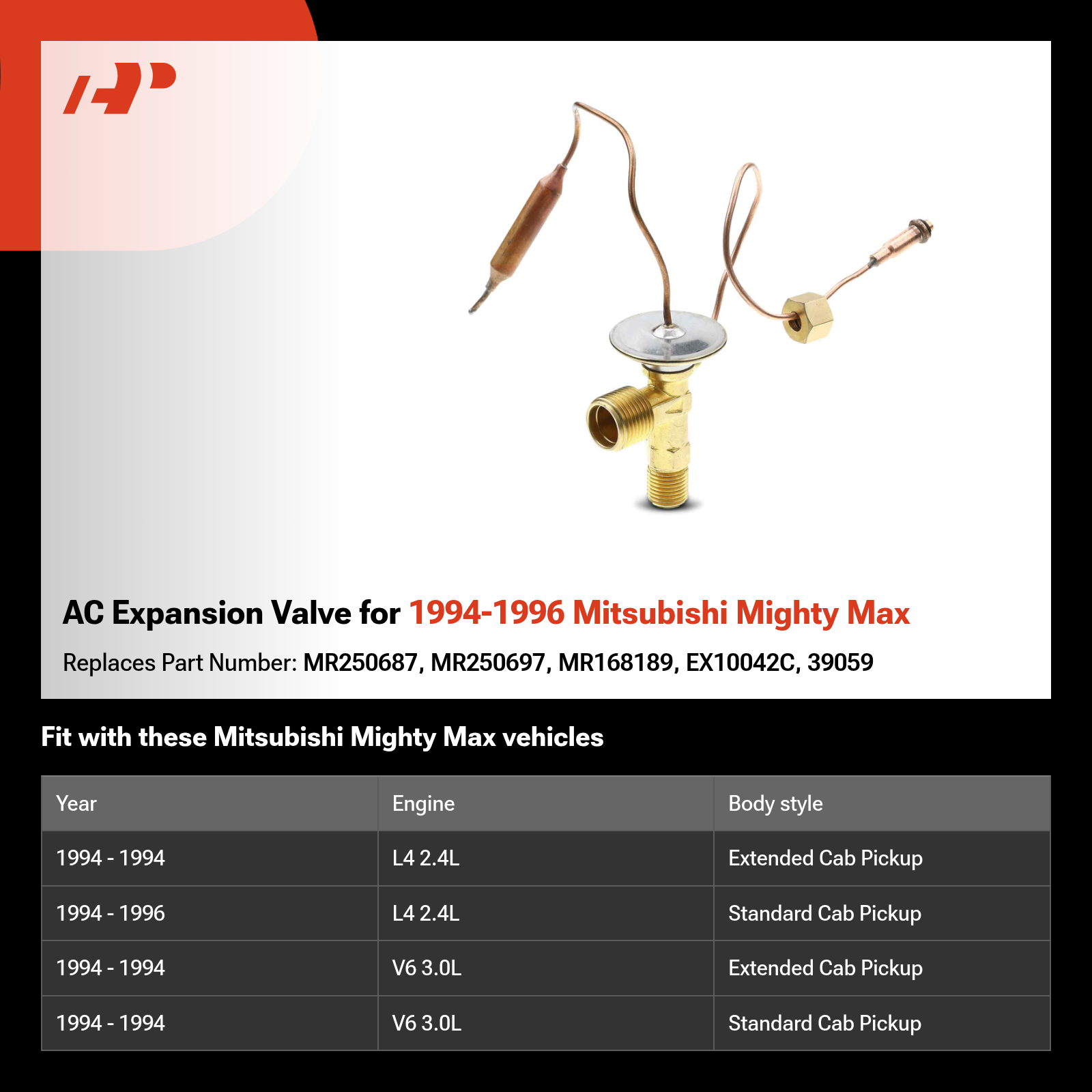 AC Expansion Valve for 1994-1996 Mitsubishi Mighty Max