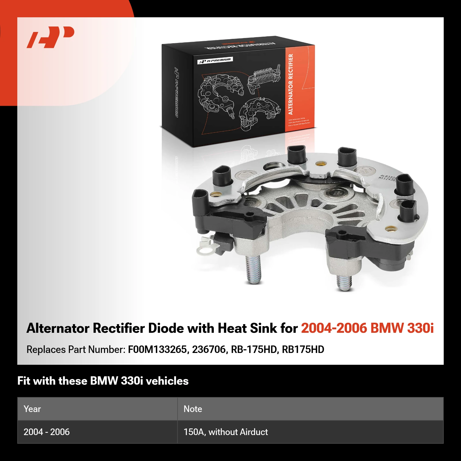 Alternator Rectifier Diode with Heat Sink for 2004-2006 BMW 330i