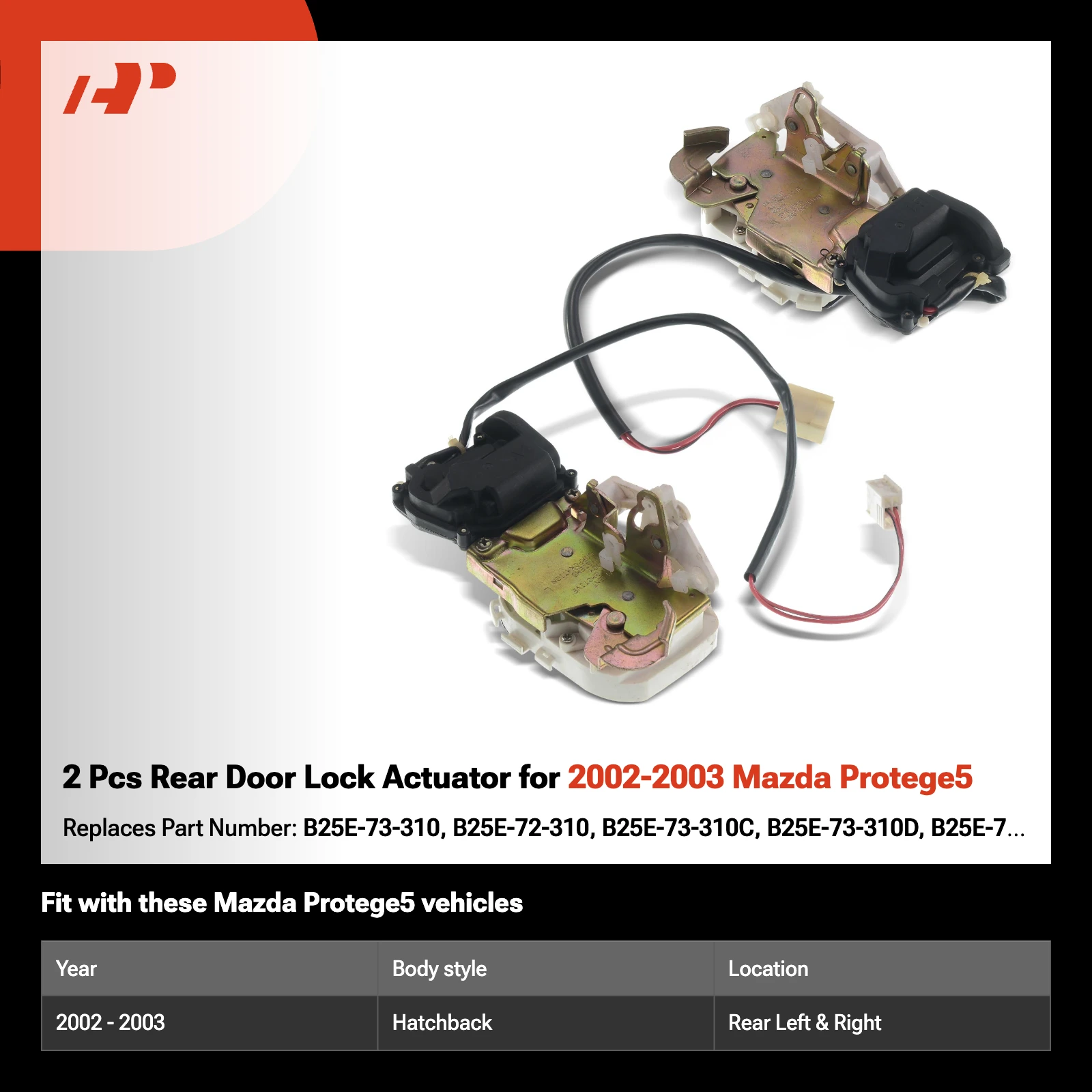 2 Pcs Rear Door Lock Actuator for 2002-2003 Mazda Protege5