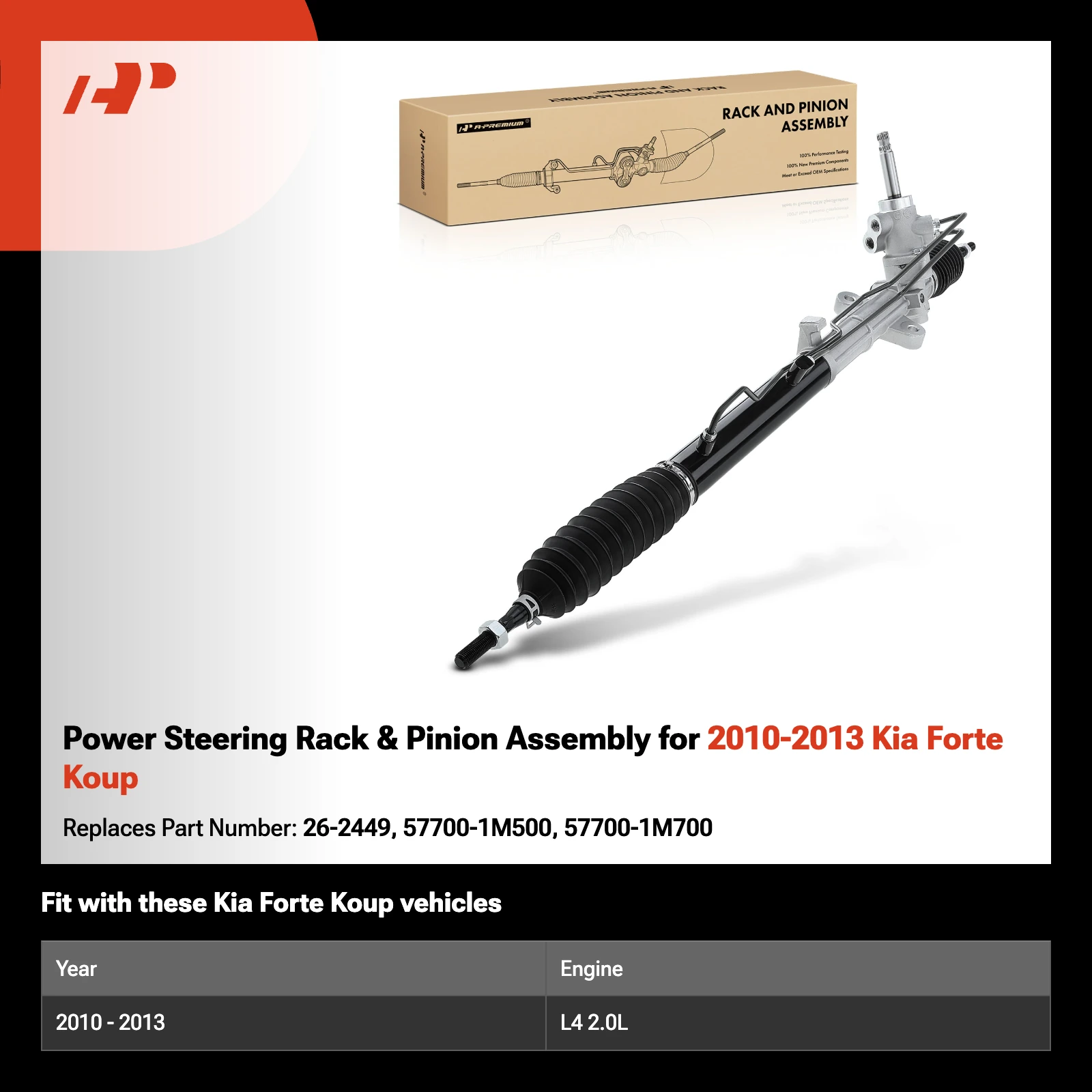Power Steering Rack & Pinion Assembly for 2010-2013 Kia Forte Koup