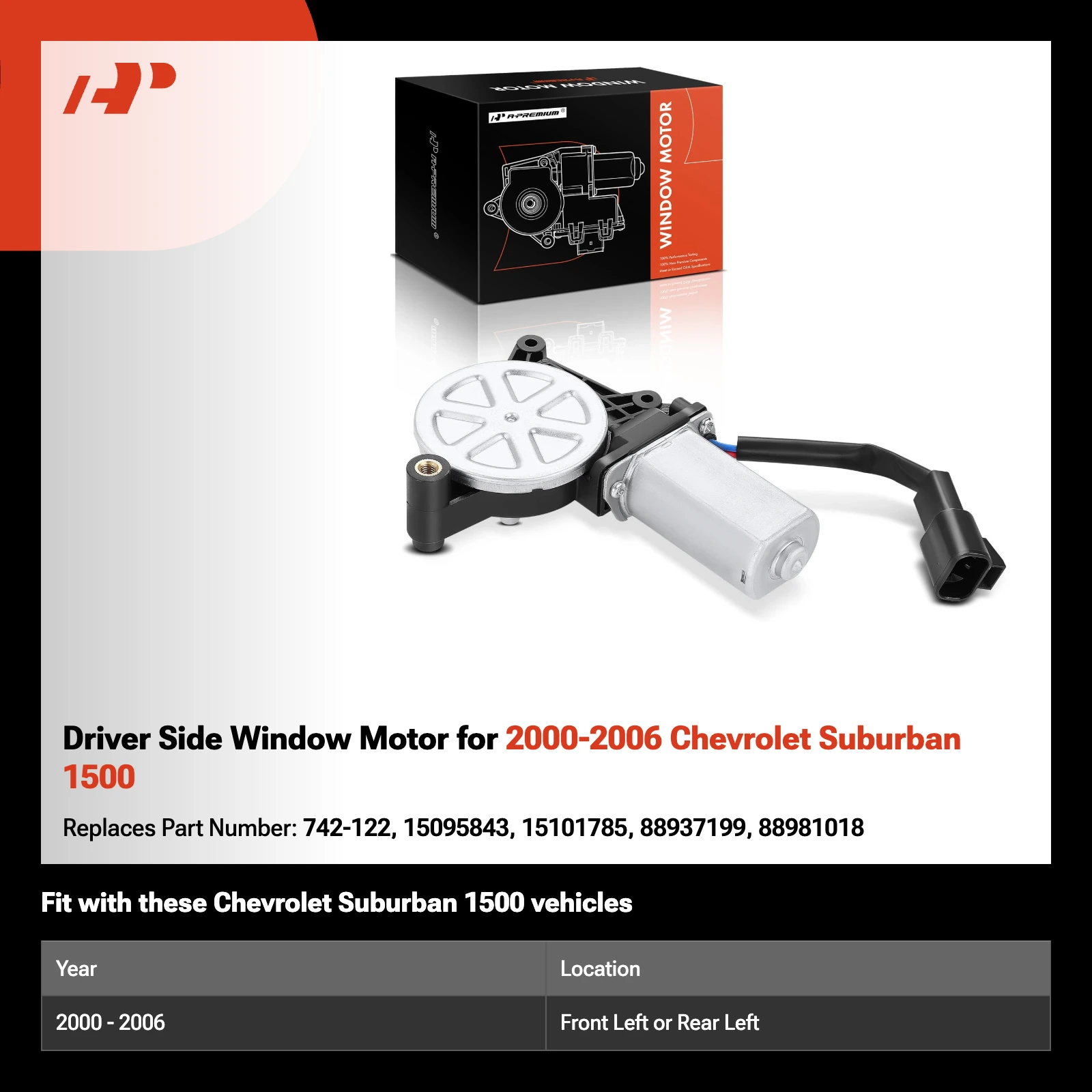 Driver Side Window Motor for 2000-2006 Chevrolet Suburban 1500