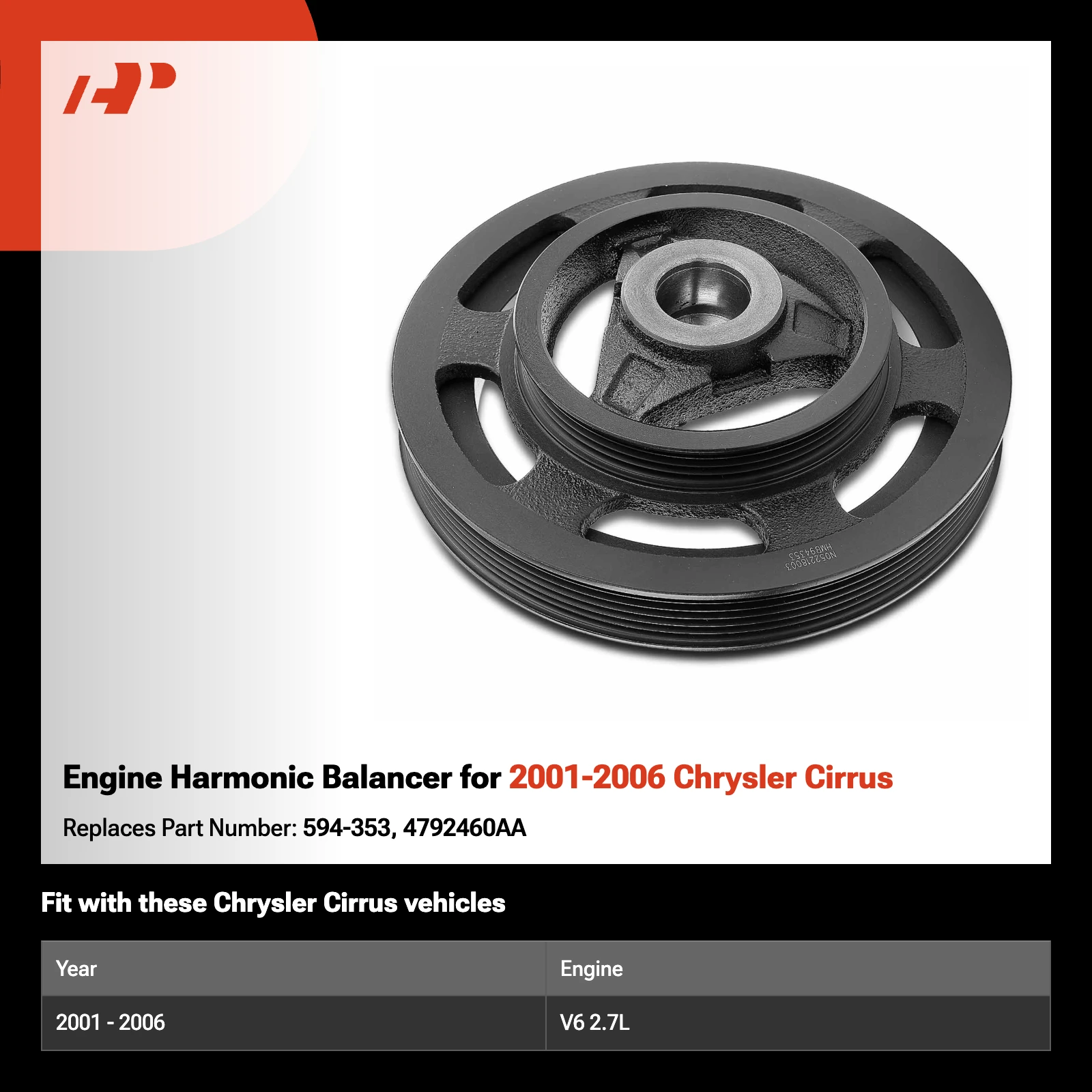 Engine Harmonic Balancer for 2001-2006 Chrysler Cirrus