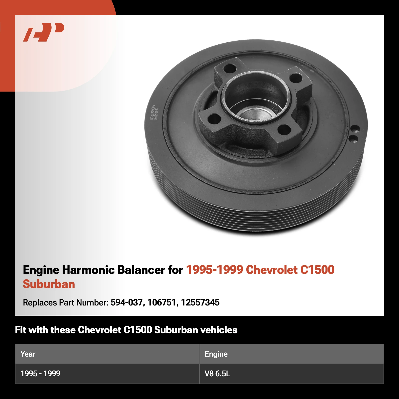 Engine Harmonic Balancer for 1995-1999 Chevrolet C1500 Suburban