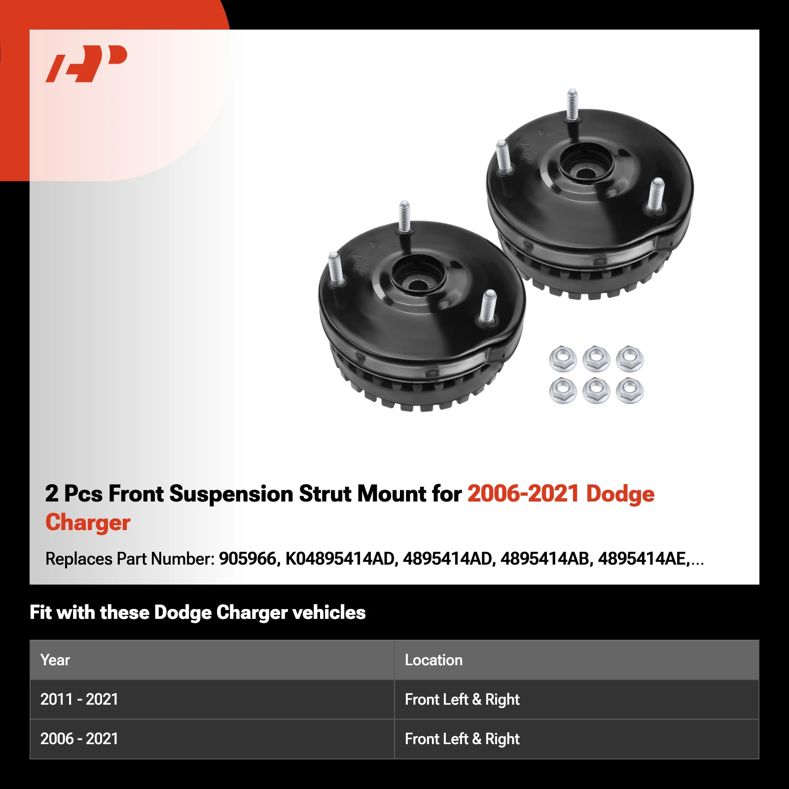 2 Pcs Front Suspension Strut Mount for 2006-2021 Dodge Charger