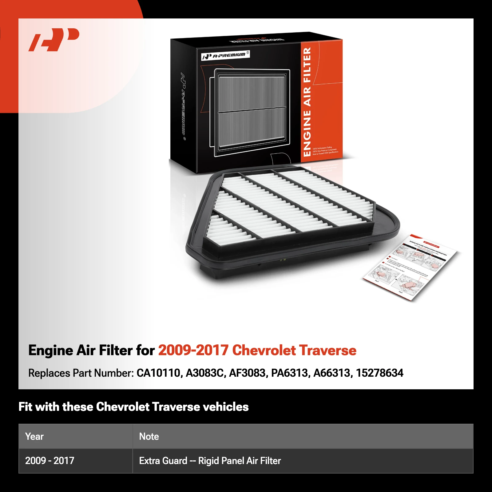 Engine Air Filter for 2009-2017 Chevrolet Traverse