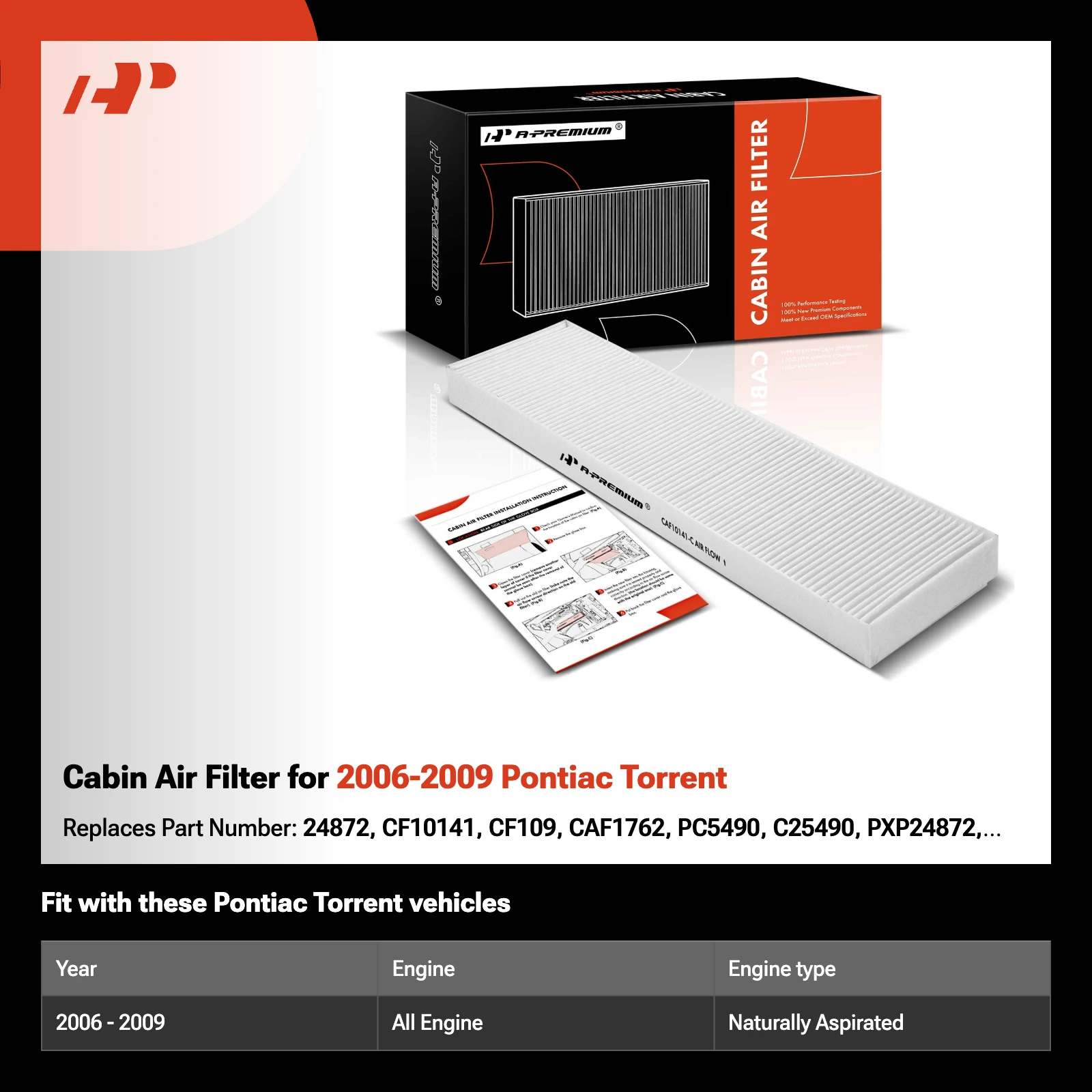 Cabin Air Filter for 2006-2009 Pontiac Torrent