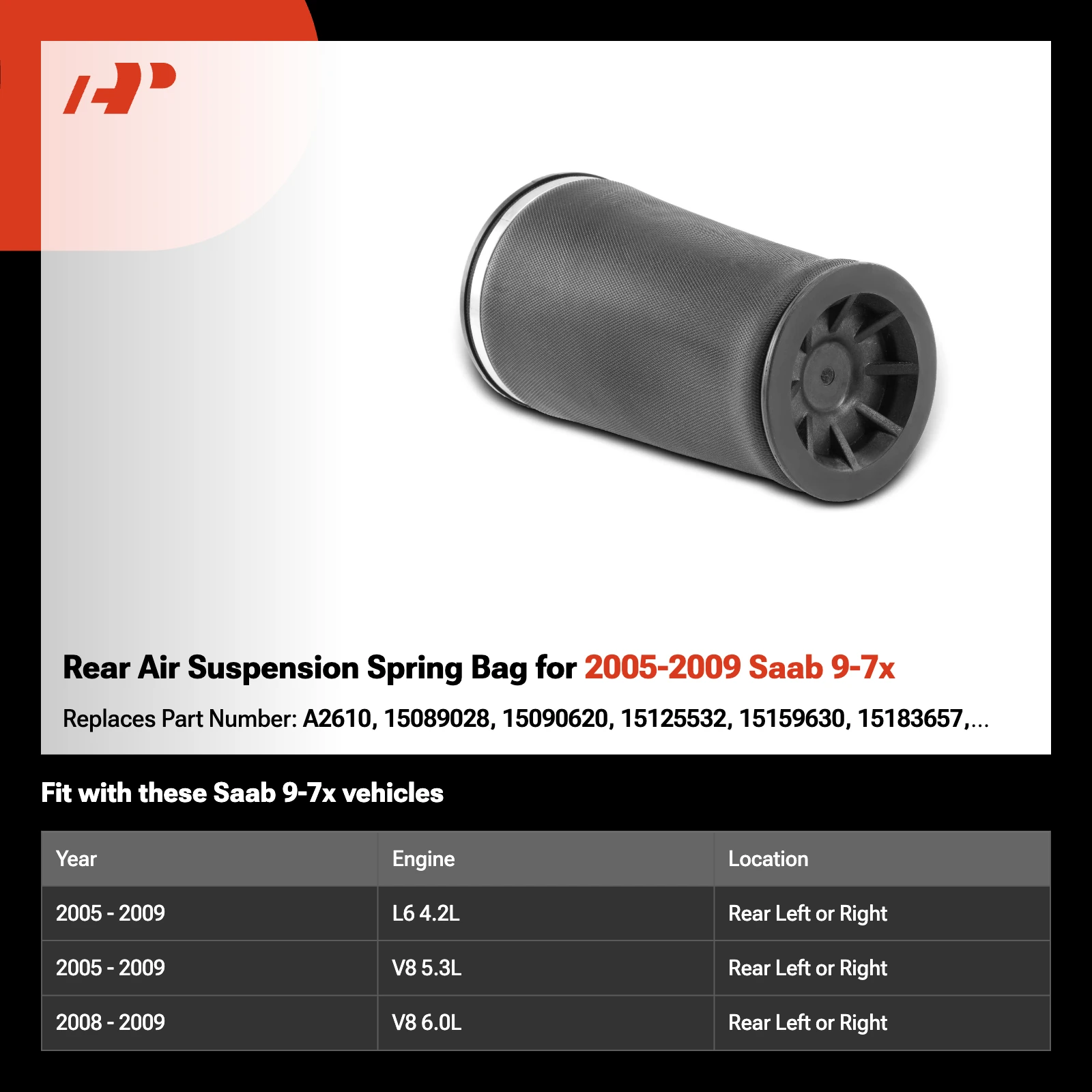 Rear Air Suspension Spring Bag for 2005-2009 Saab 9-7x