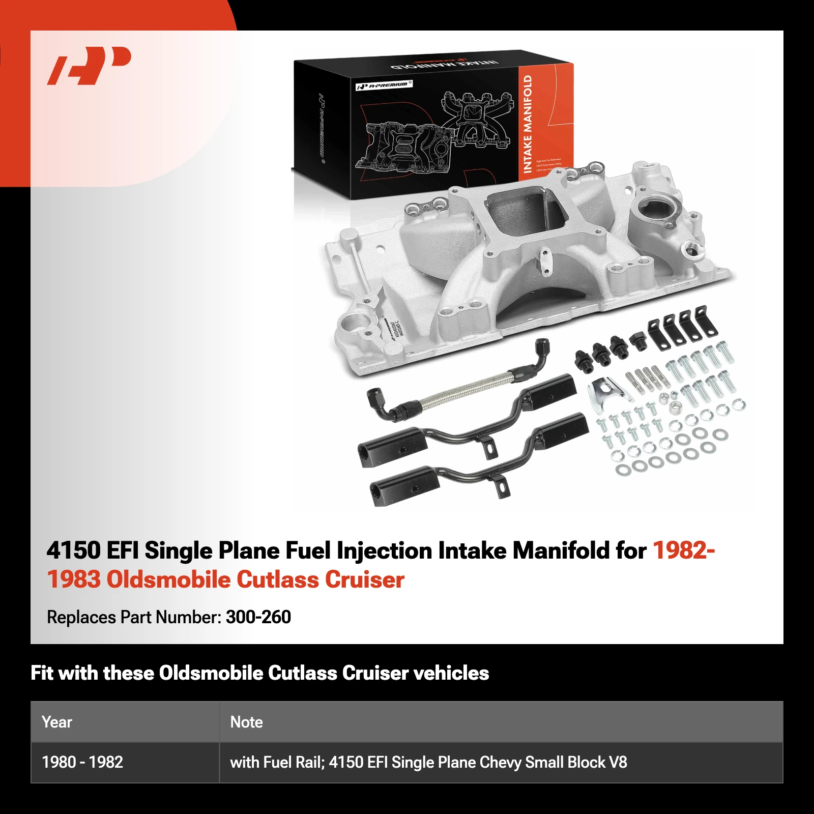 4150 EFI Single Plane Fuel Injection Intake Manifold for 1982-1983 Oldsmobile Cutlass Cruiser