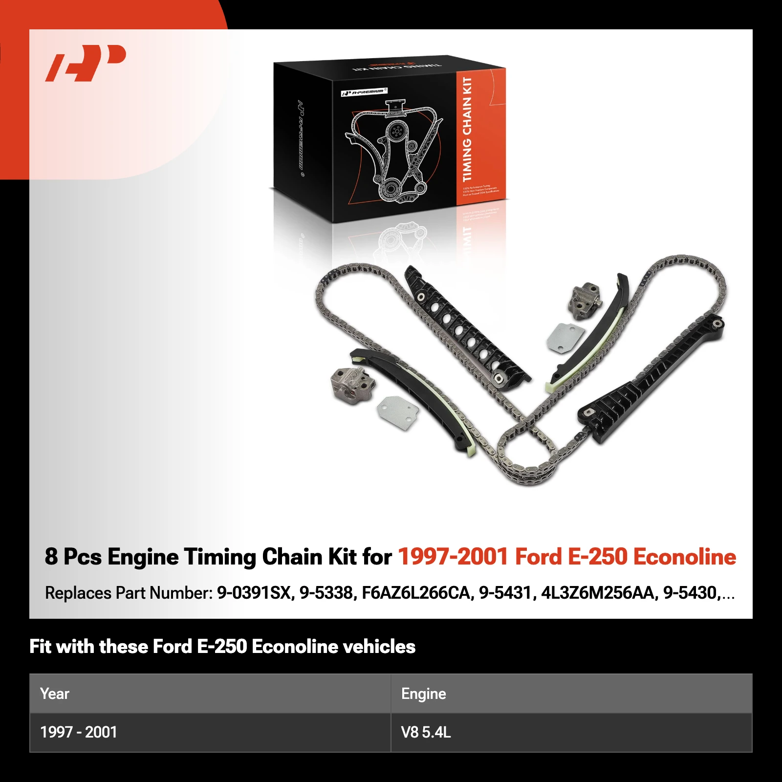 8 Pcs Engine Timing Chain Kit for 1997-2001 Ford E-250 Econoline