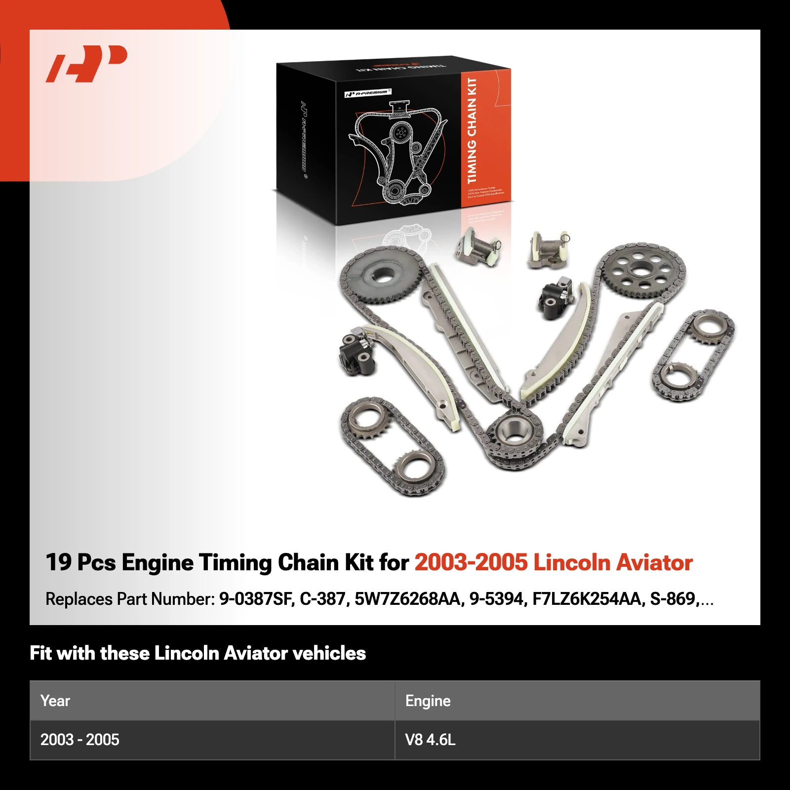 19 Pcs Engine Timing Chain Kit for 2003-2005 Lincoln Aviator