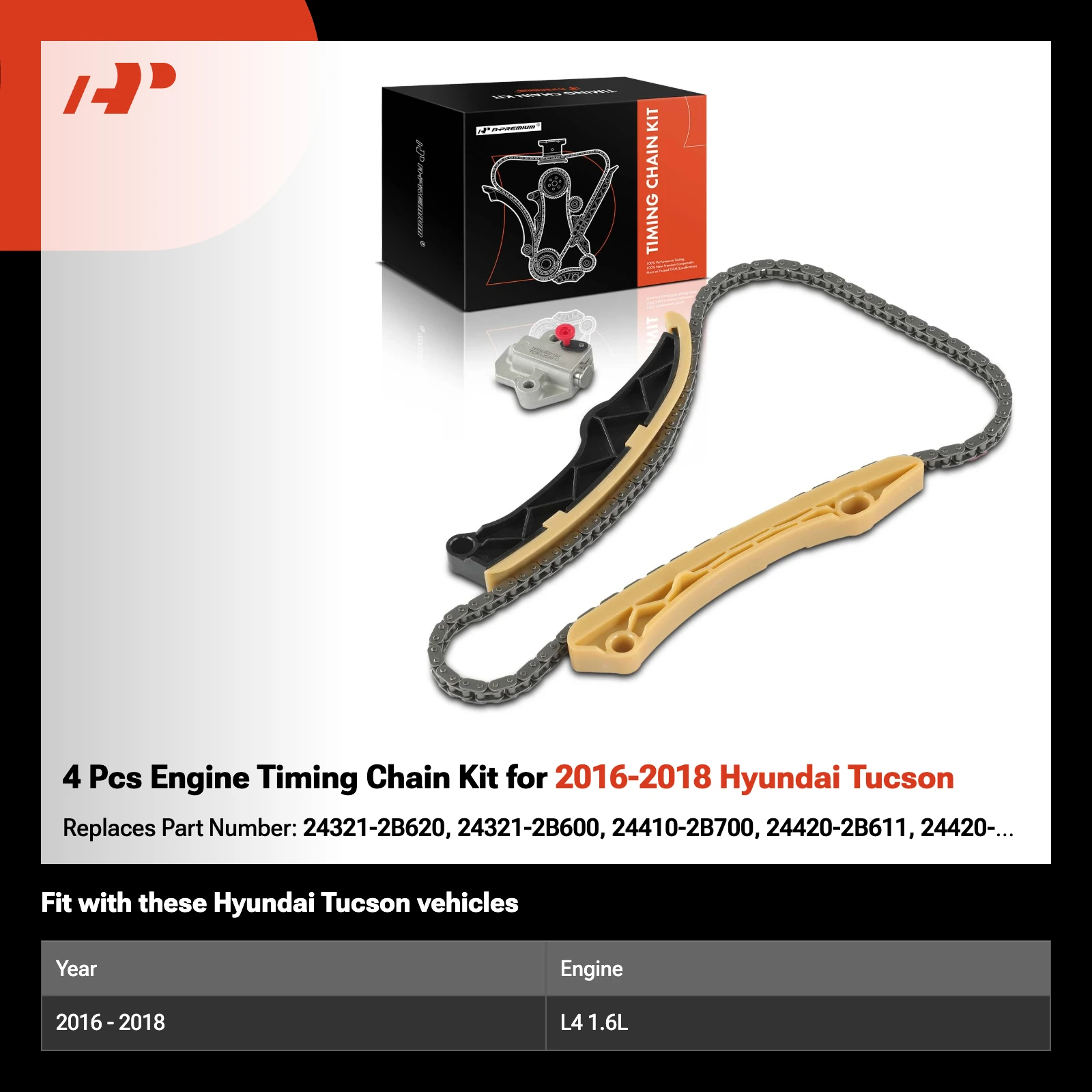 4 Pcs Engine Timing Chain Kit for 2016-2018 Hyundai Tucson