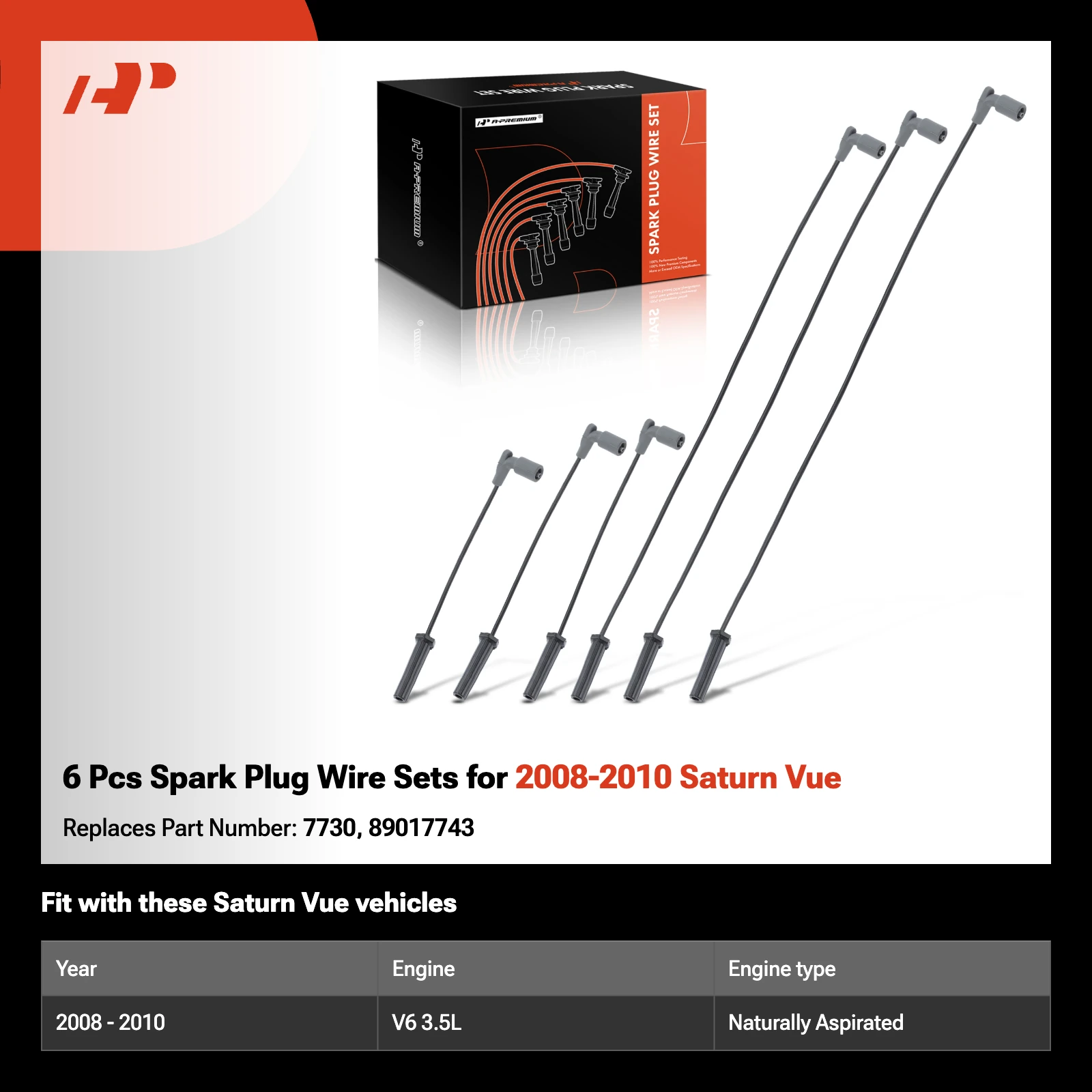 6 Pcs Spark Plug Wire Sets for 2008-2010 Saturn Vue