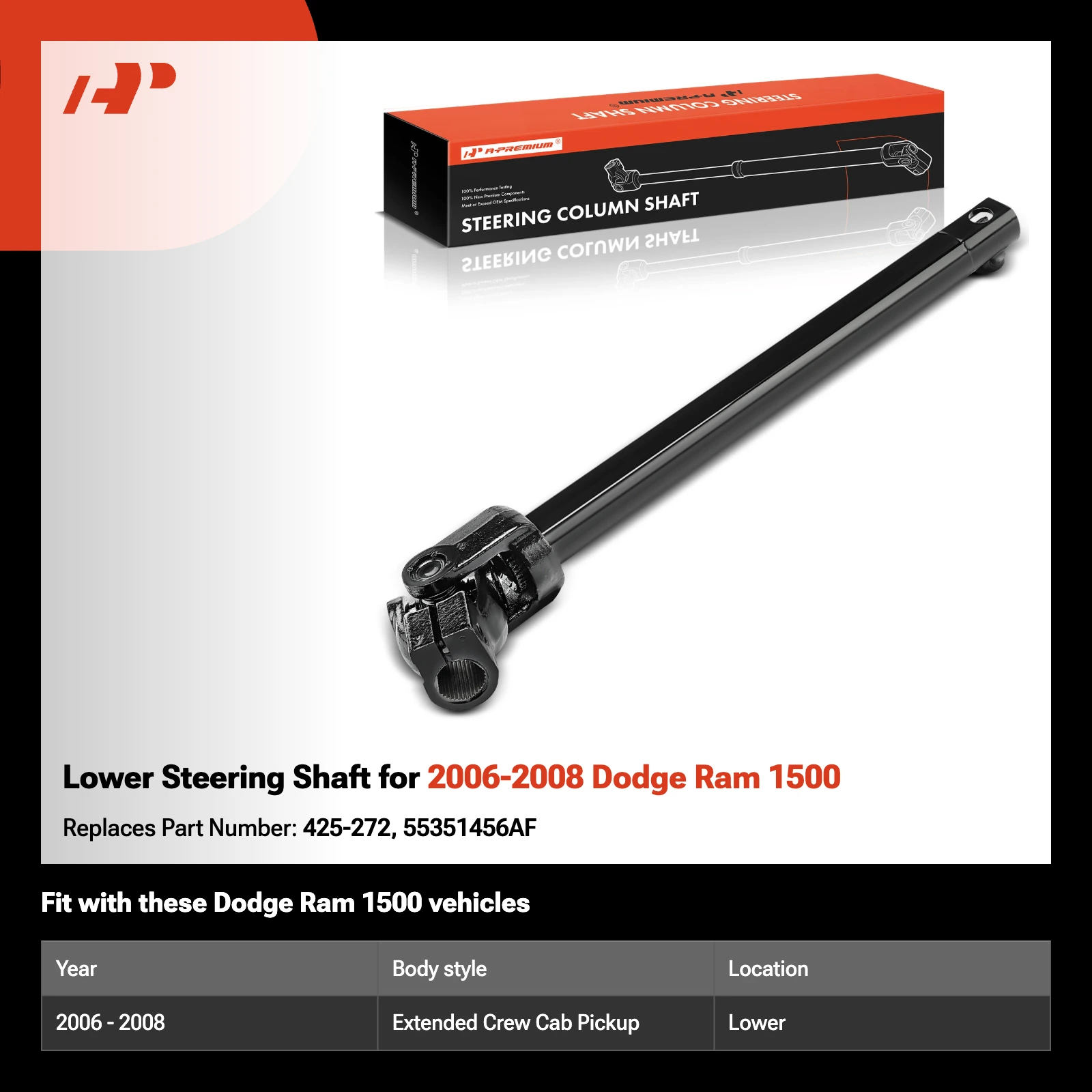 Lower Steering Shaft for 2006-2008 Dodge Ram 1500