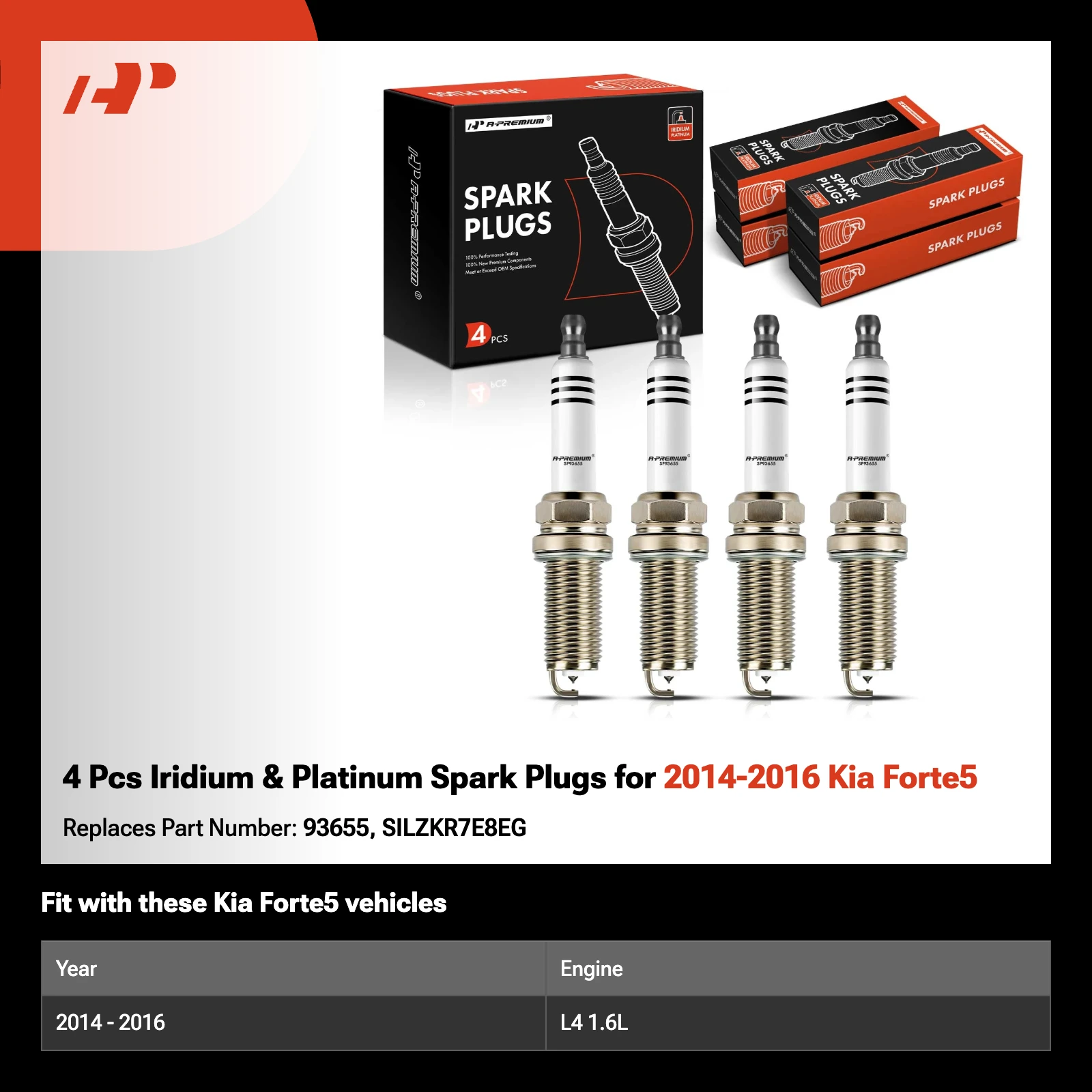 4 Pcs Iridium & Platinum Spark Plugs for 2014-2016 Kia Forte5