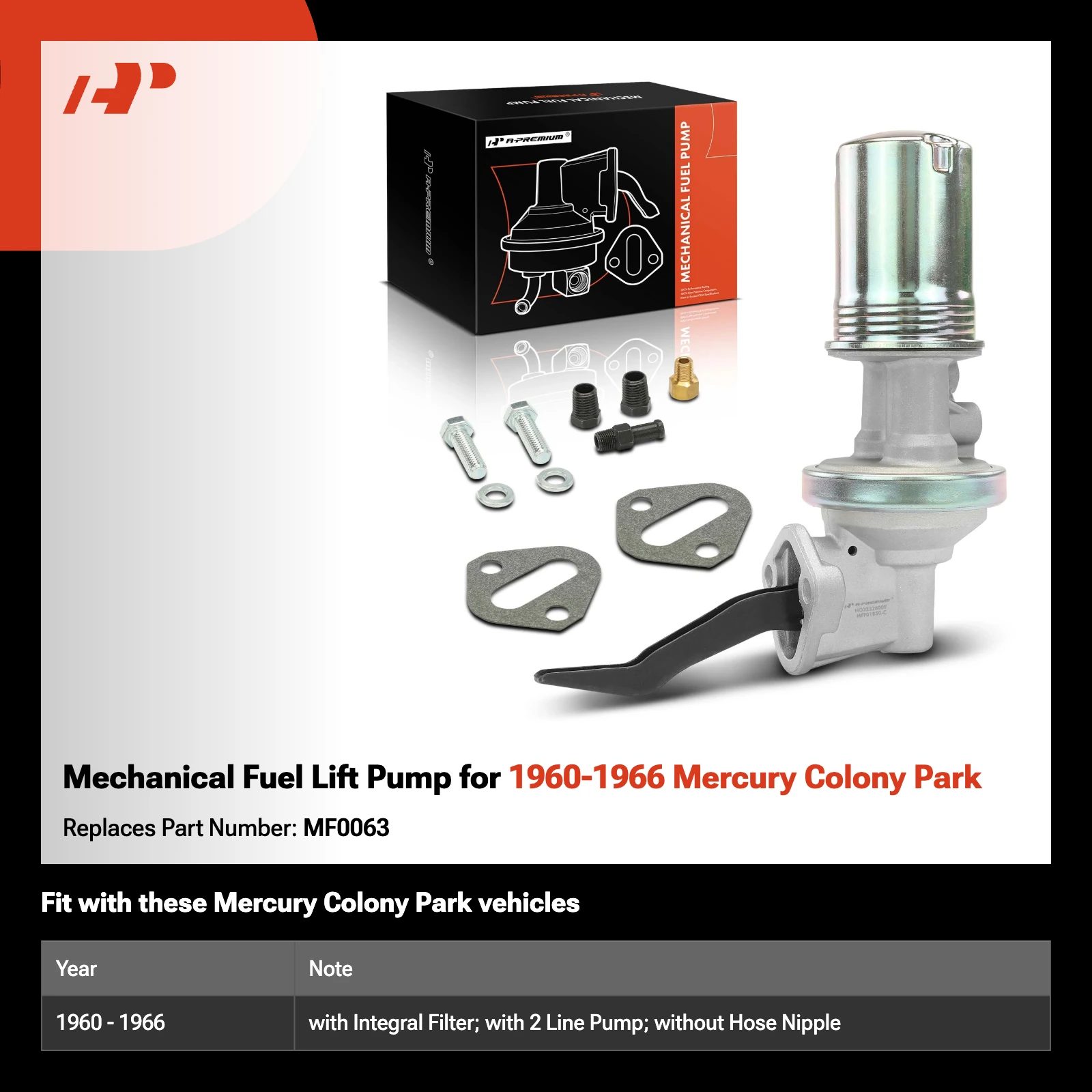 Mechanical Fuel Lift Pump for 1960-1966 Mercury Colony Park