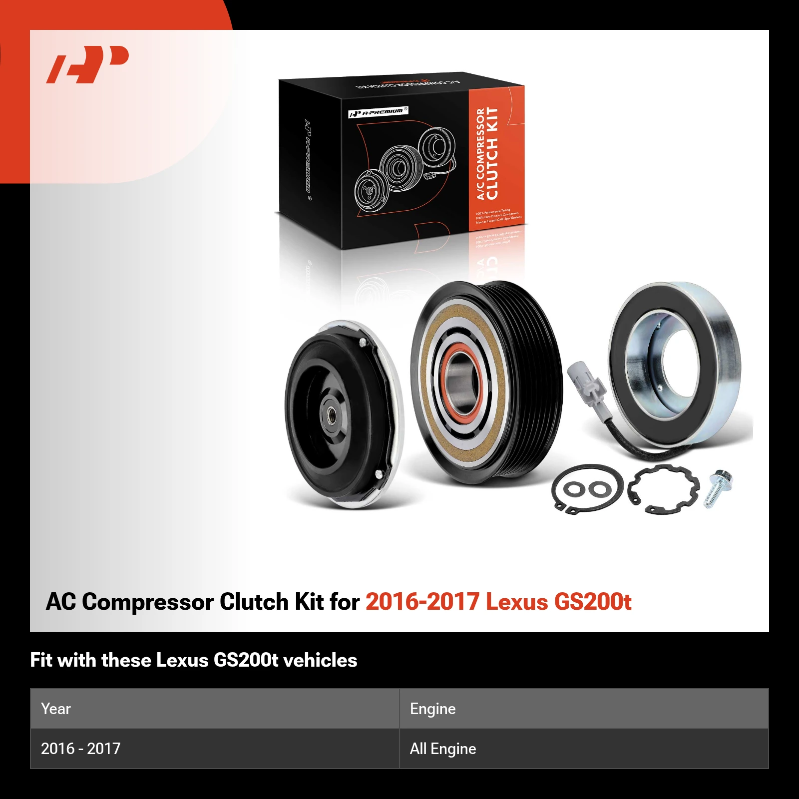 AC Compressor Clutch Kit for 2016-2017 Lexus GS200t