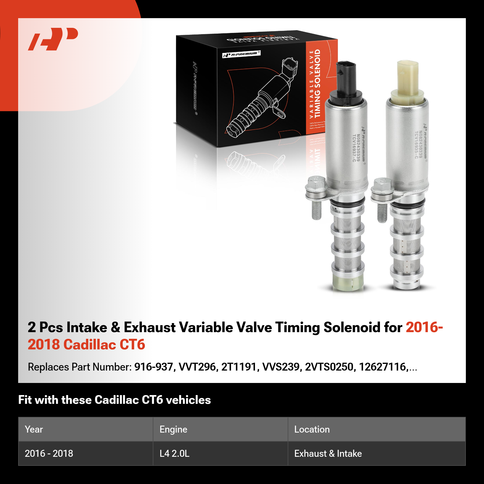 2 Pcs Intake & Exhaust Variable Valve Timing Solenoid for 2016-2018 Cadillac CT6