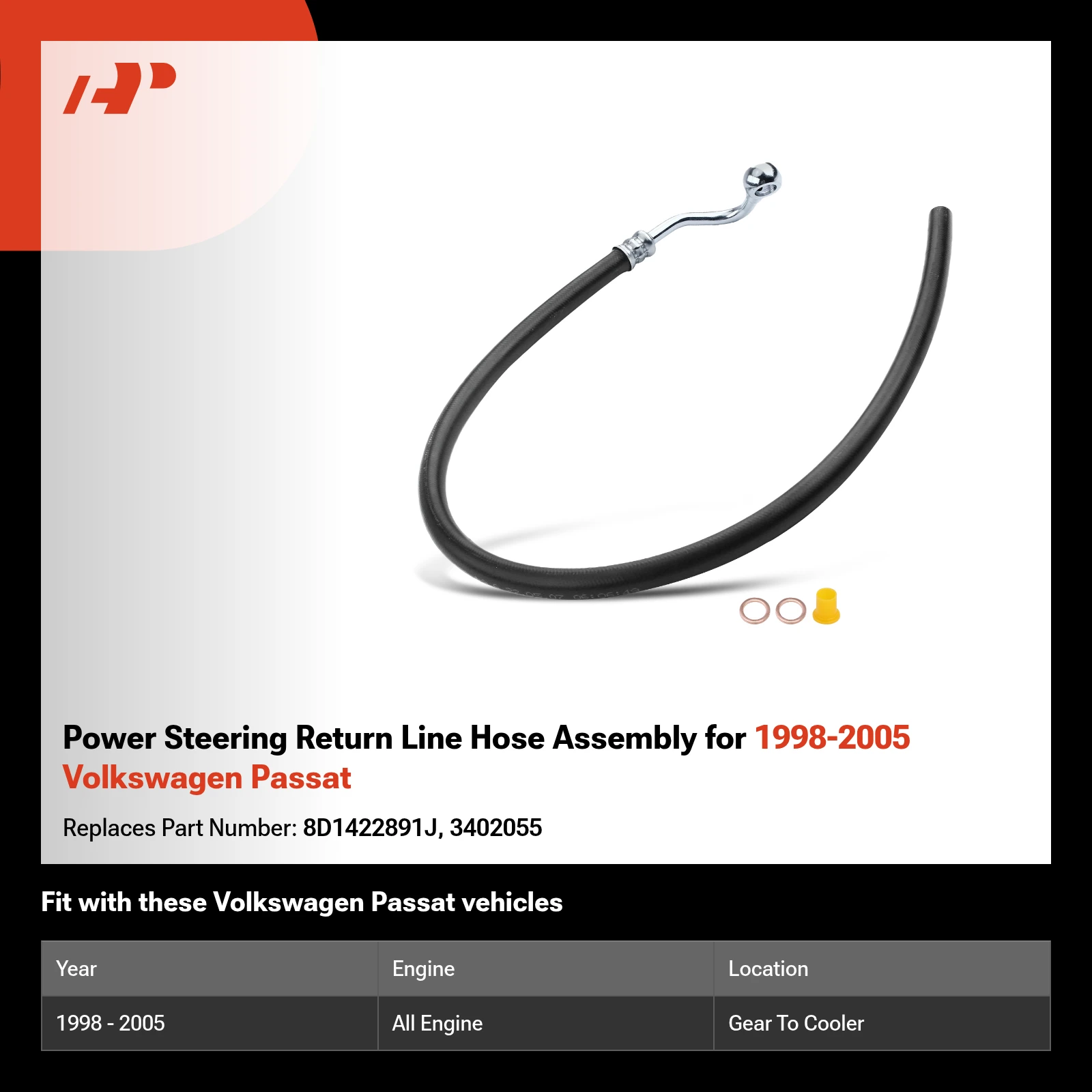 Power Steering Return Line Hose Assembly for 1998-2005 Volkswagen Passat