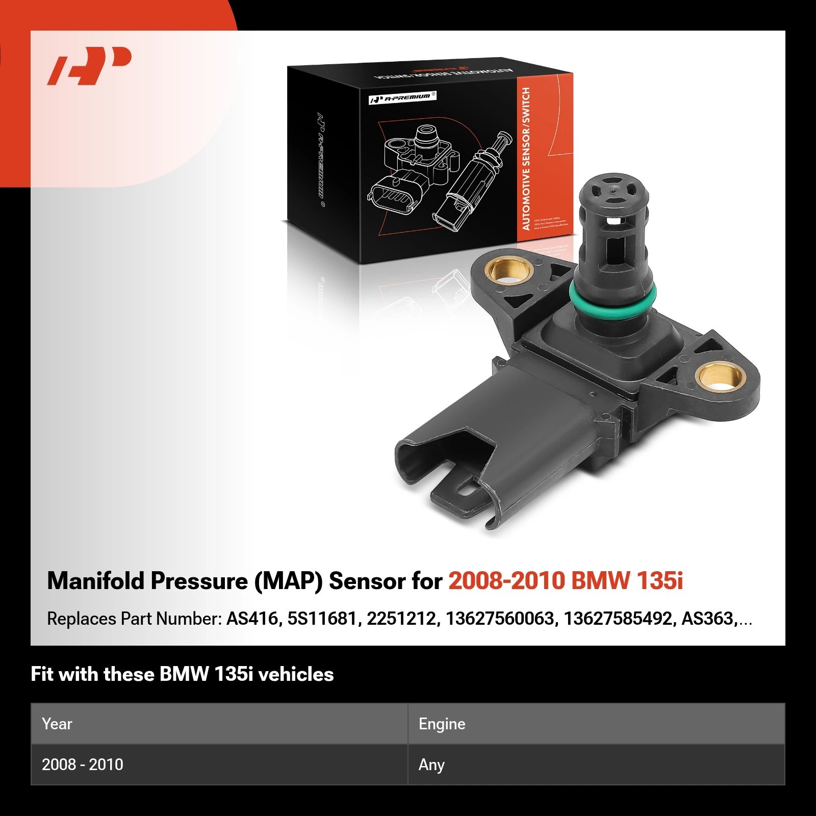 Manifold Pressure (MAP) Sensor for 2008-2010 BMW 135i