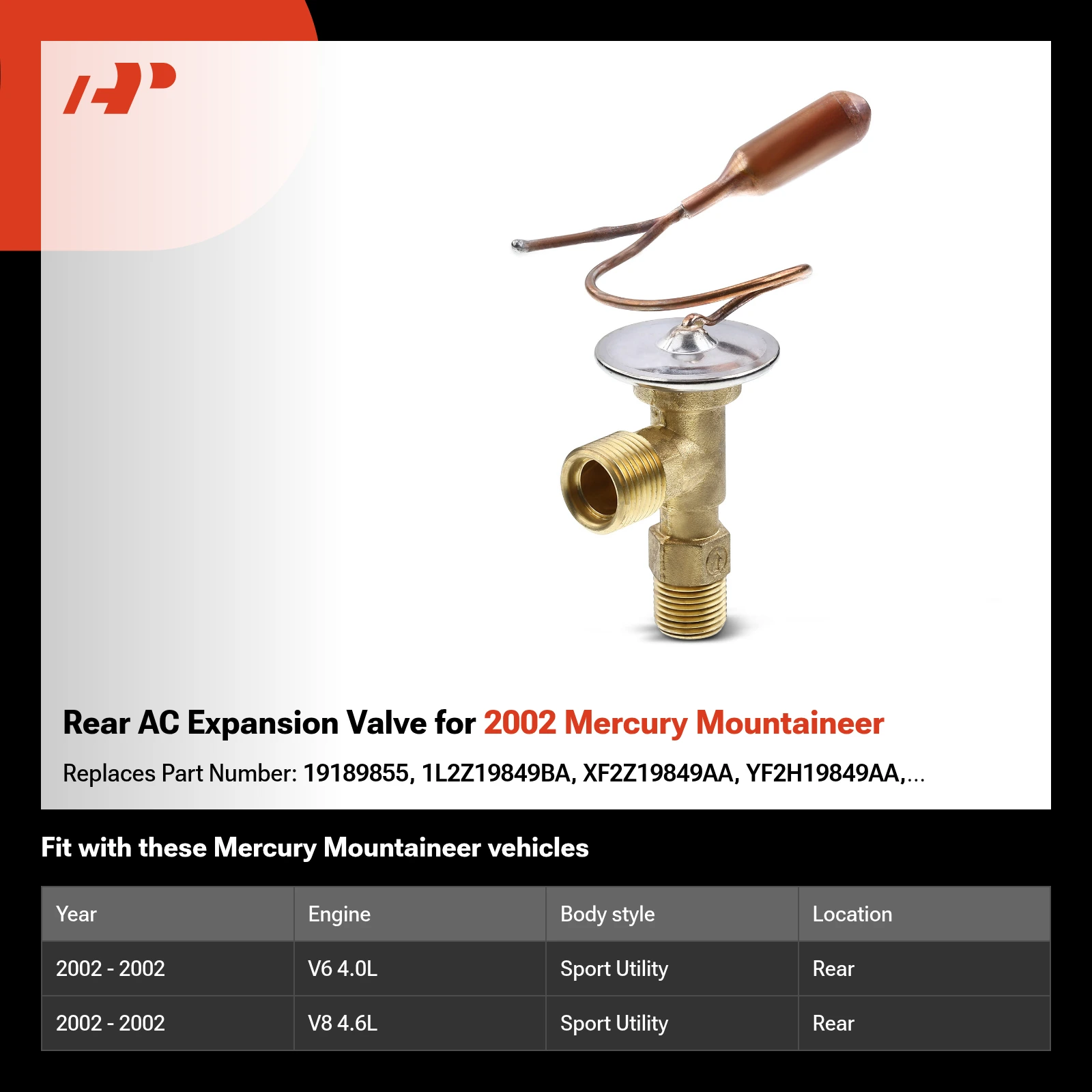 Rear AC Expansion Valve for 2002 Mercury Mountaineer
