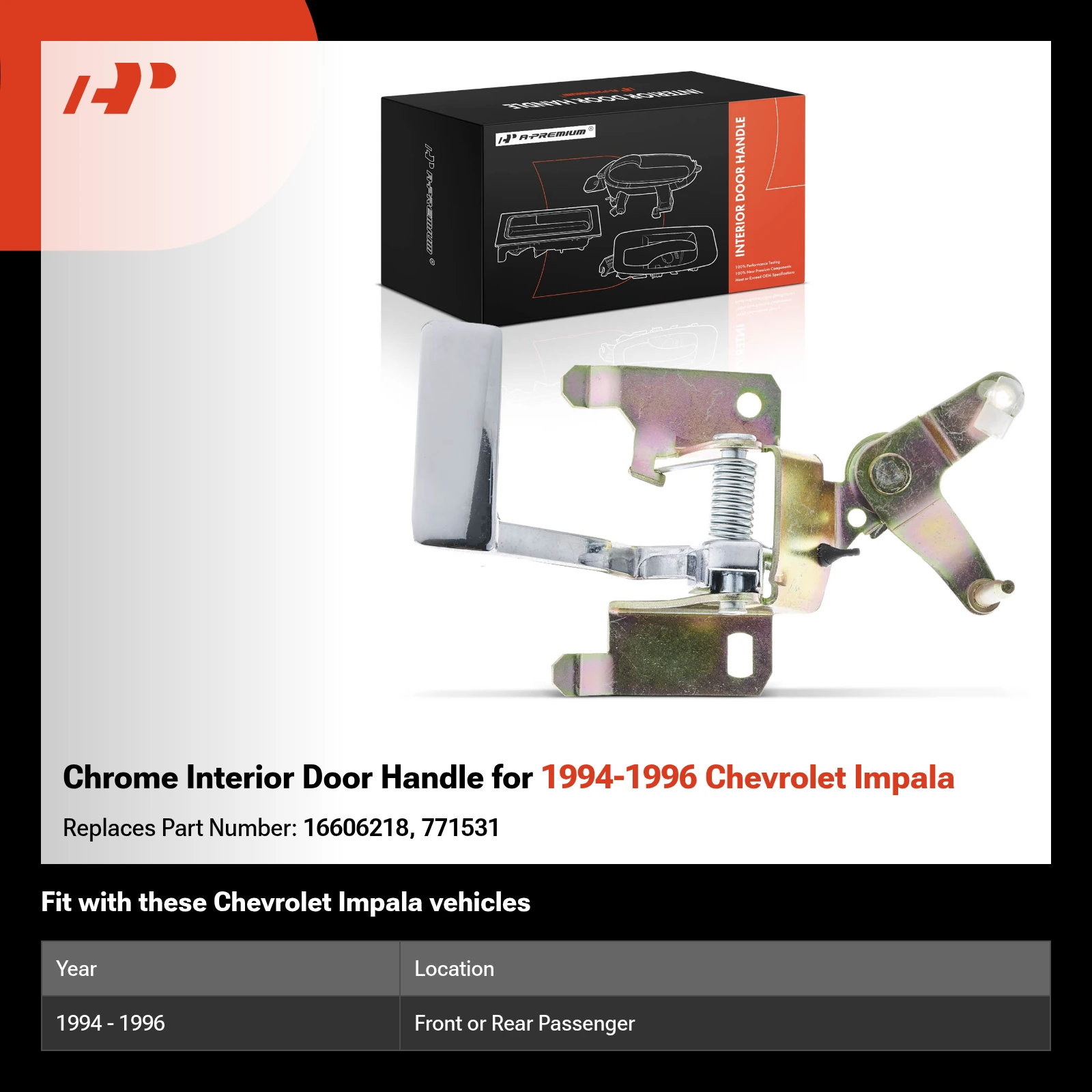 Chrome Interior Door Handle for 1994-1996 Chevrolet Impala