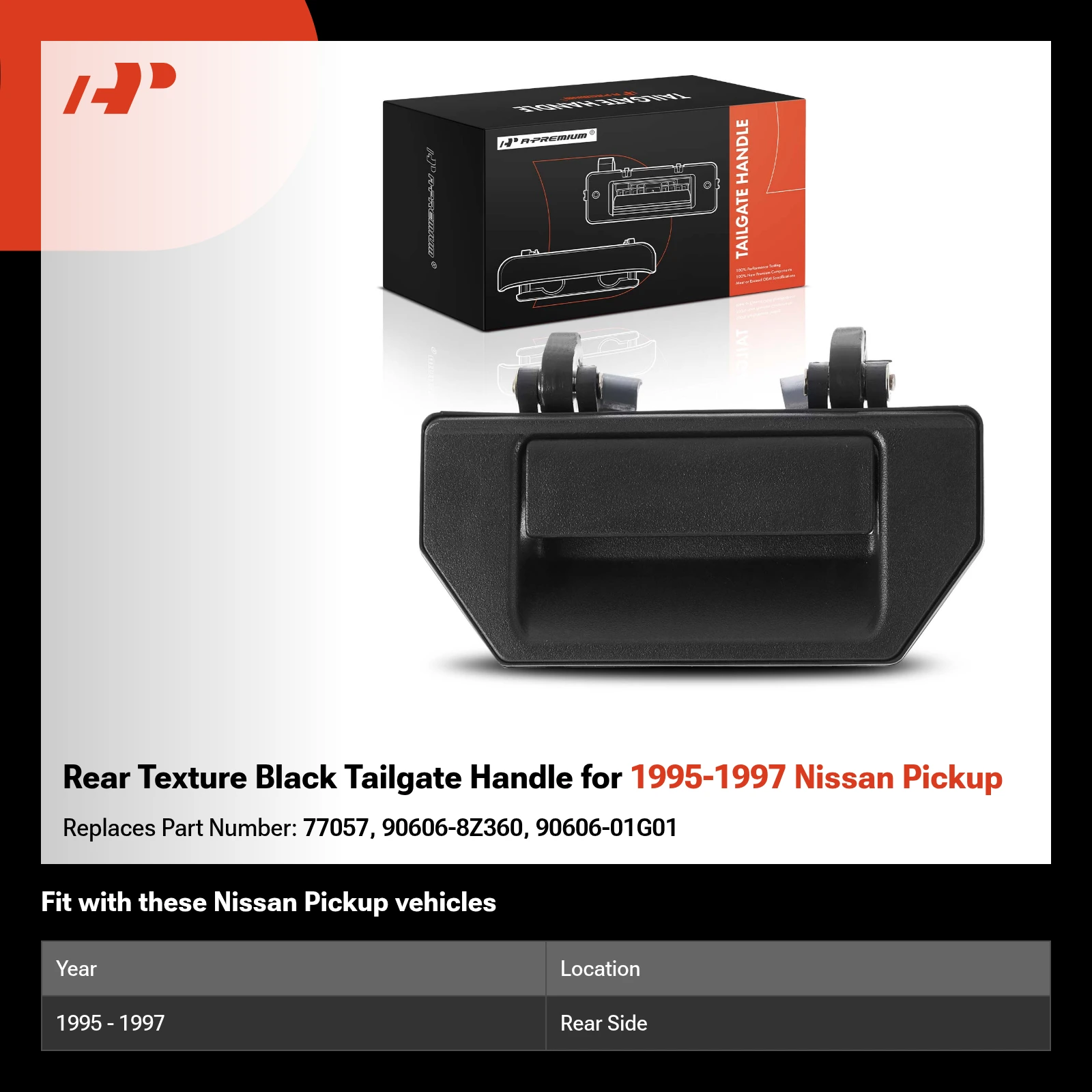 Rear Texture Black Tailgate Handle for 1995-1997 Nissan Pickup