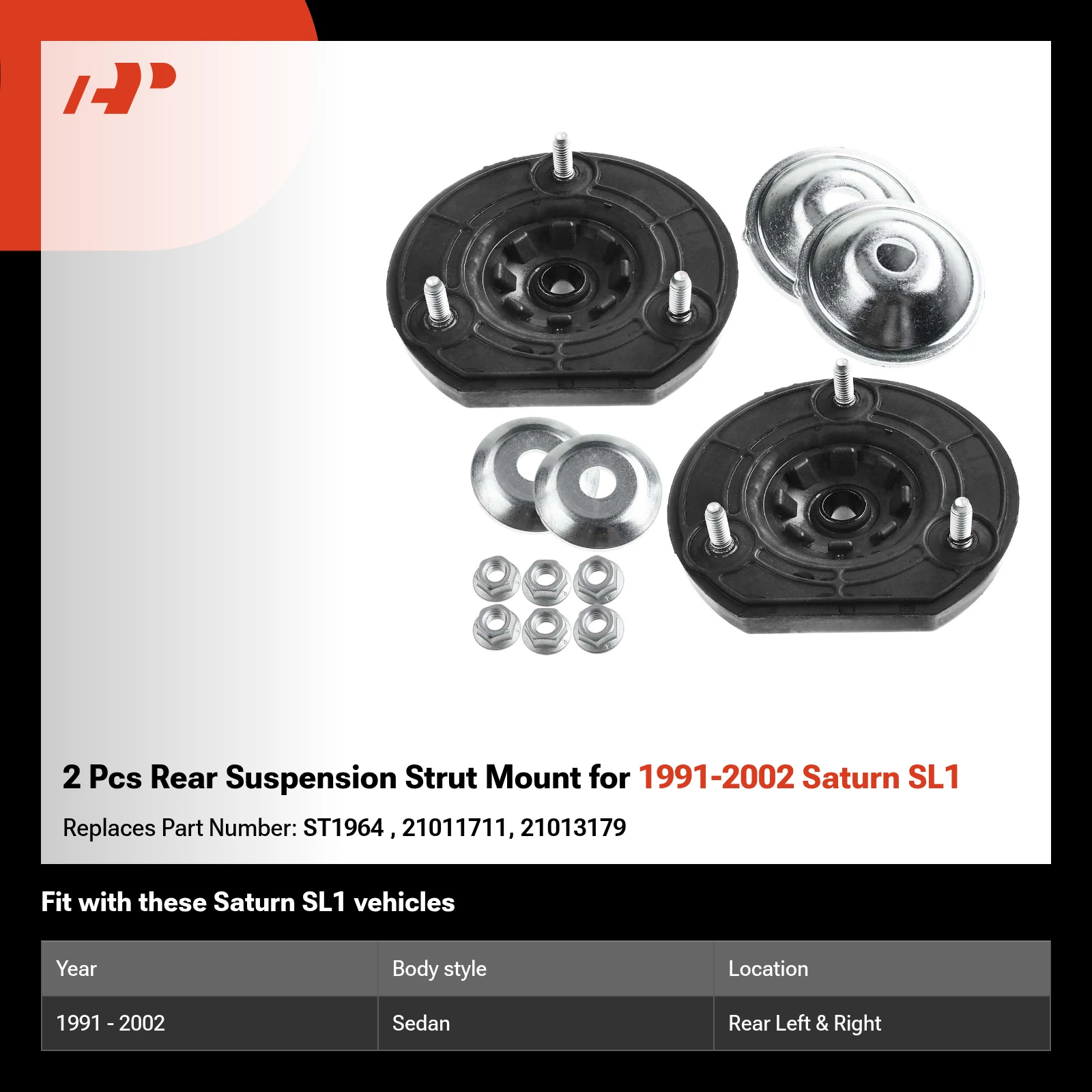 2 Pcs Rear Suspension Strut Mount for 1991-2002 Saturn SL1