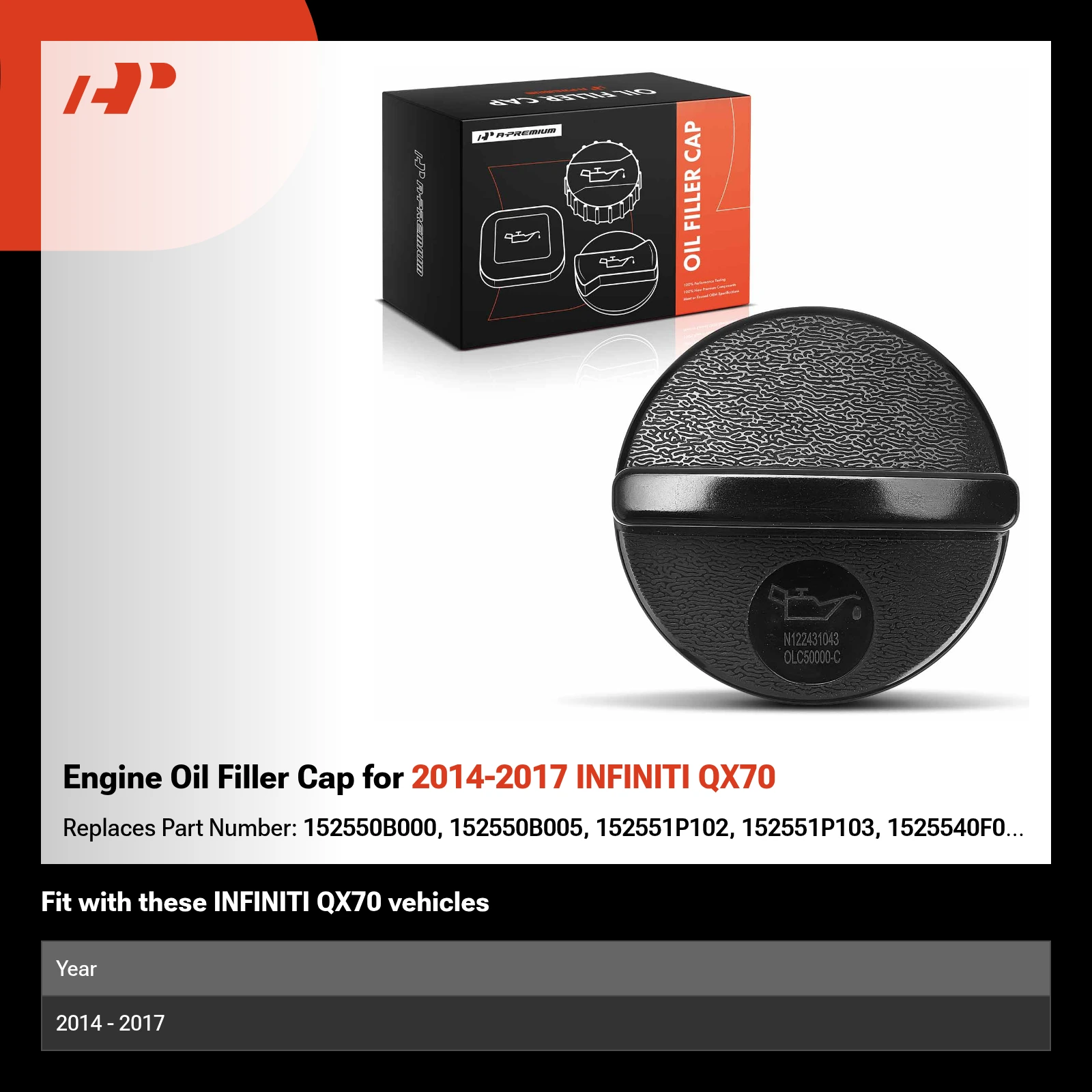 Engine Oil Filler Cap for 2014-2017 INFINITI QX70