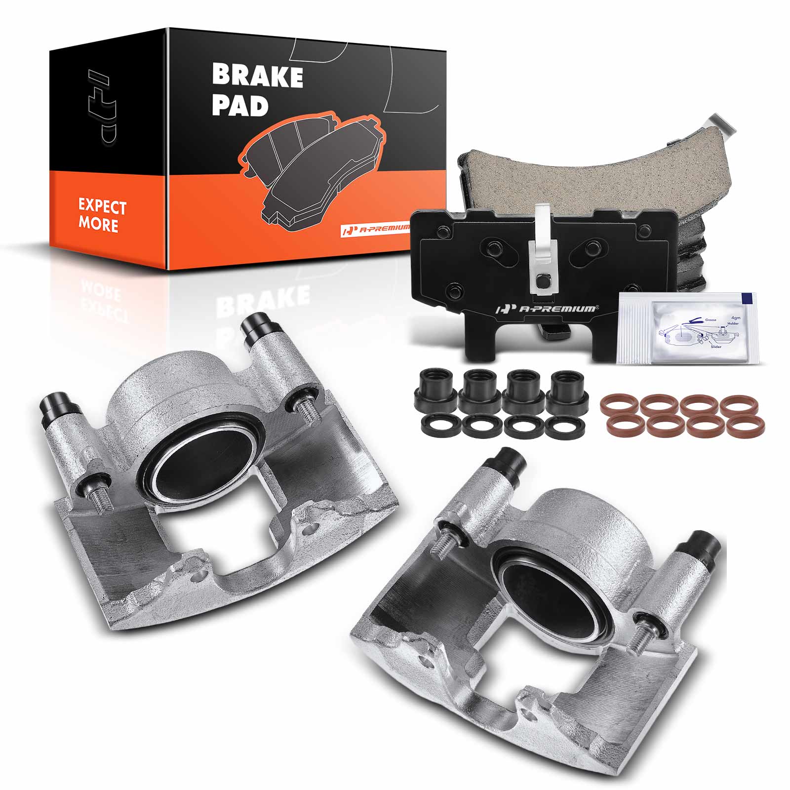 6 Pcs Front Brake Calipers & Ceramic Brake Pads