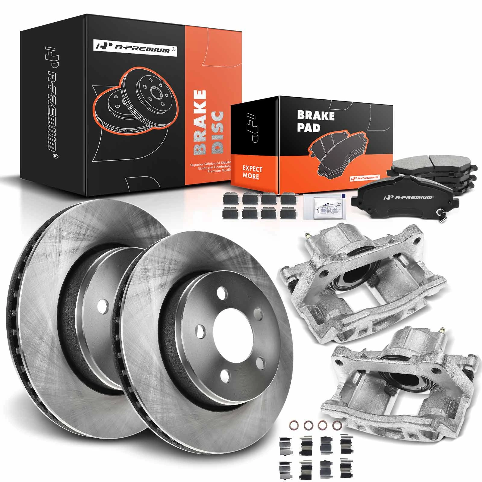 8 Pcs Front Disc Brake Rotors & Ceramic Brake Pads & Brake Calipers for Dodge Nitro Jeep 08-12