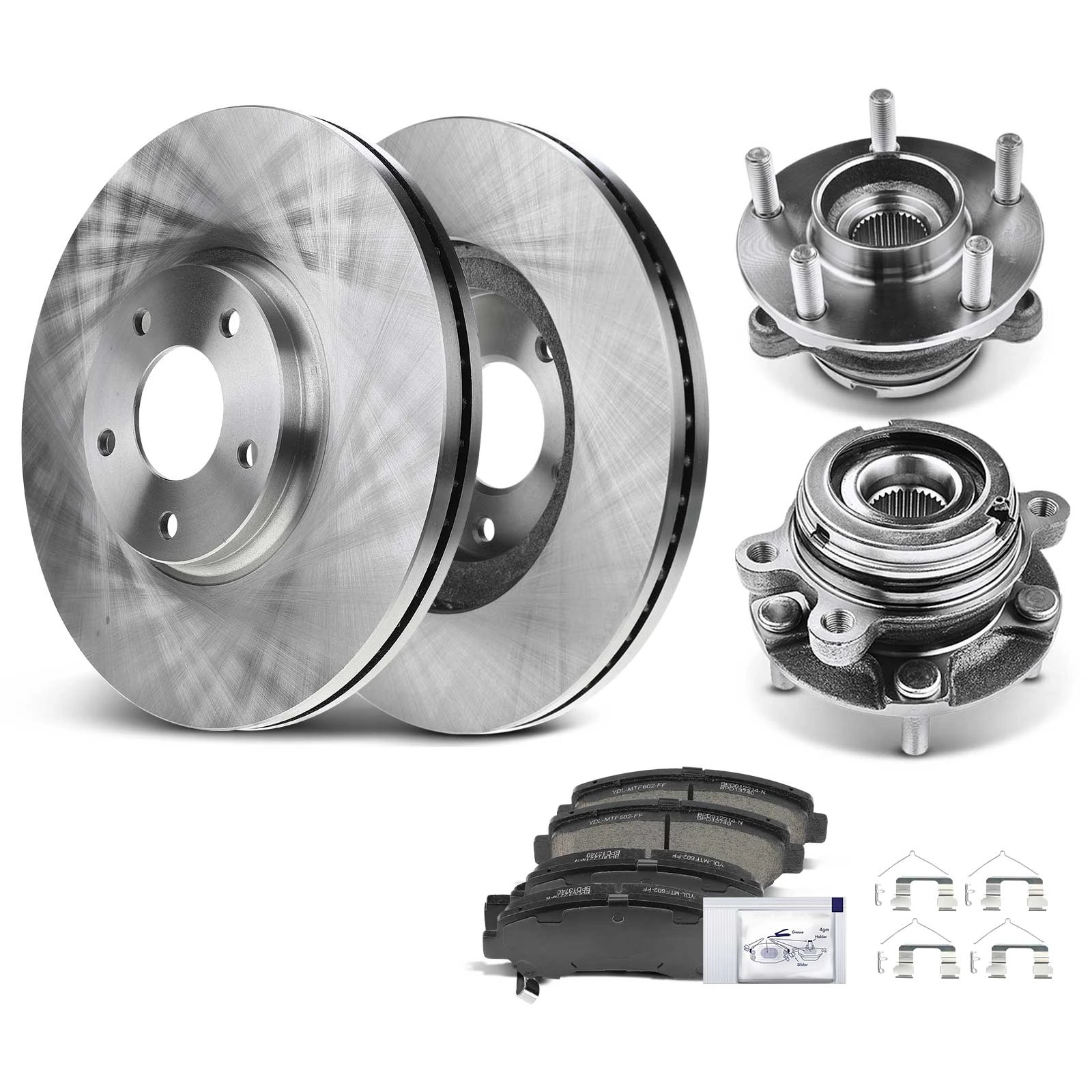 8 Pcs Front Disc Brake Rotors & Ceramic Brake Pads & Hub Bearings for Nissan Maxima 2009-2014 2016