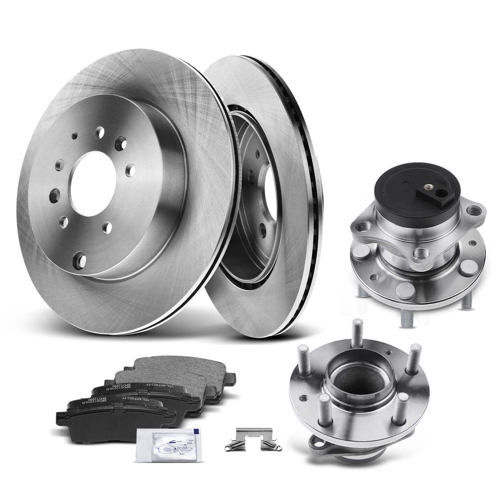 8 Pcs Rear Disc Brake Rotors & Ceramic Brake Pads & Hub Bearings for Mazda CX-9 2007-2015