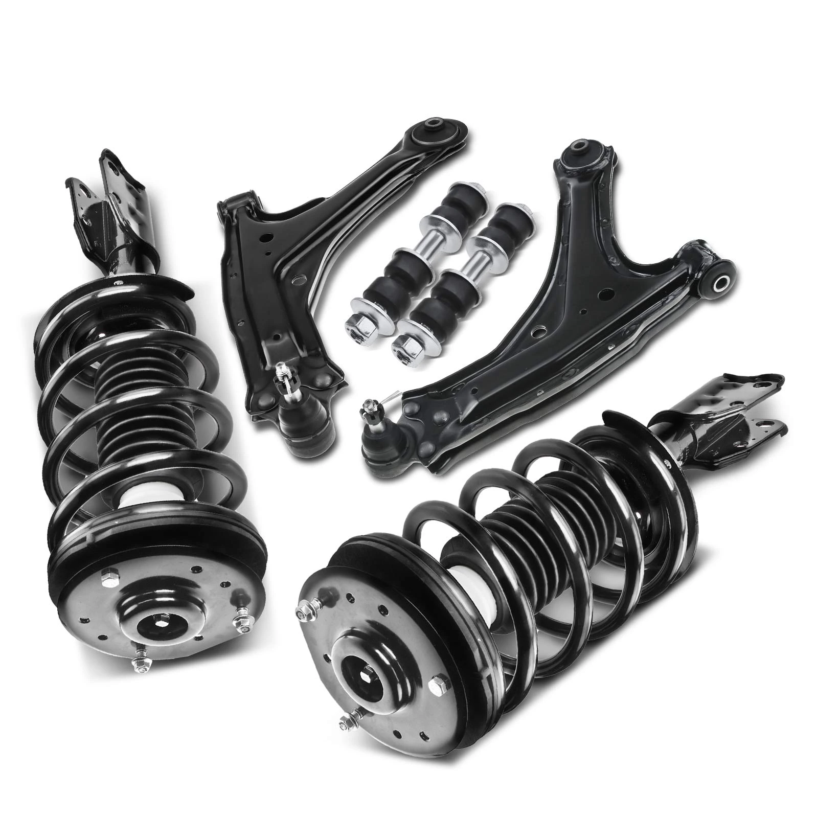 1997-1999 Oldsmobile Cutlass 6pc Control Arm Stabilizer Bar Link and Complete Strut & Coil Spring Kit, Front Side A-Premium APCA5250