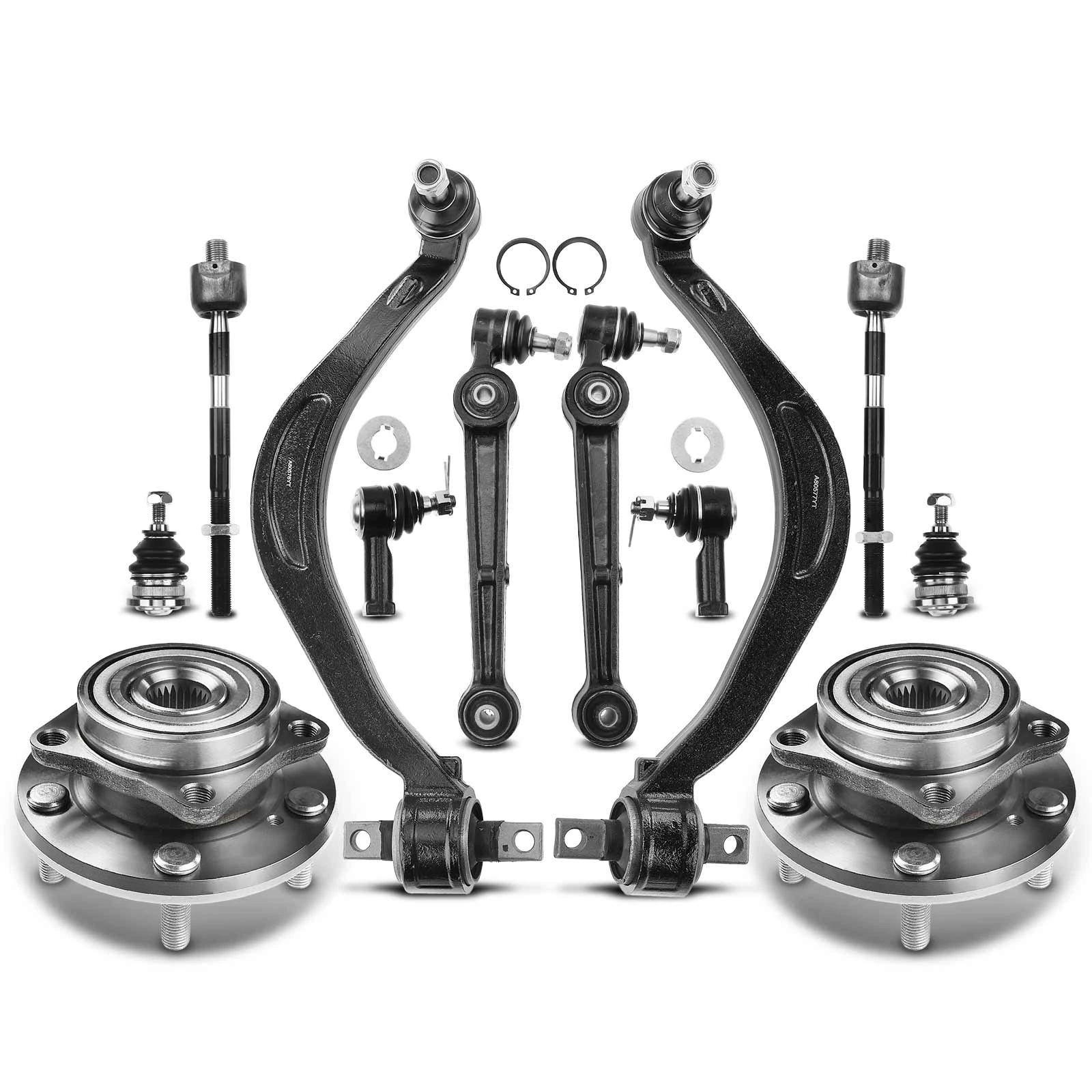 1995-1998 Eagle Talon 12pc Control Arm Ball Joint Tie Rod End Wheel Bearing & Hub Kit, Front Side A-Premium APCA5265