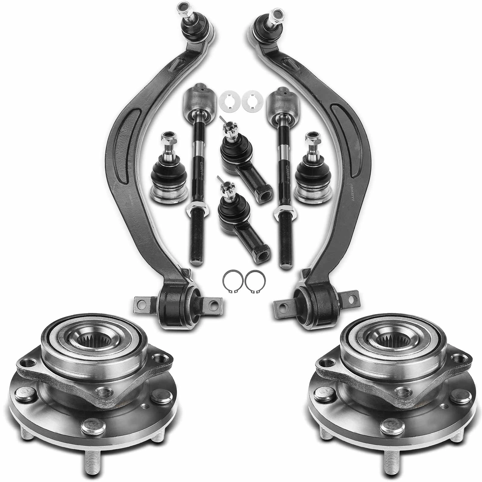 1995-1998 Eagle Talon 10pc Control Arm Wheel Bearing and Hub Assembly Kit, Front Side A-Premium APCA5278