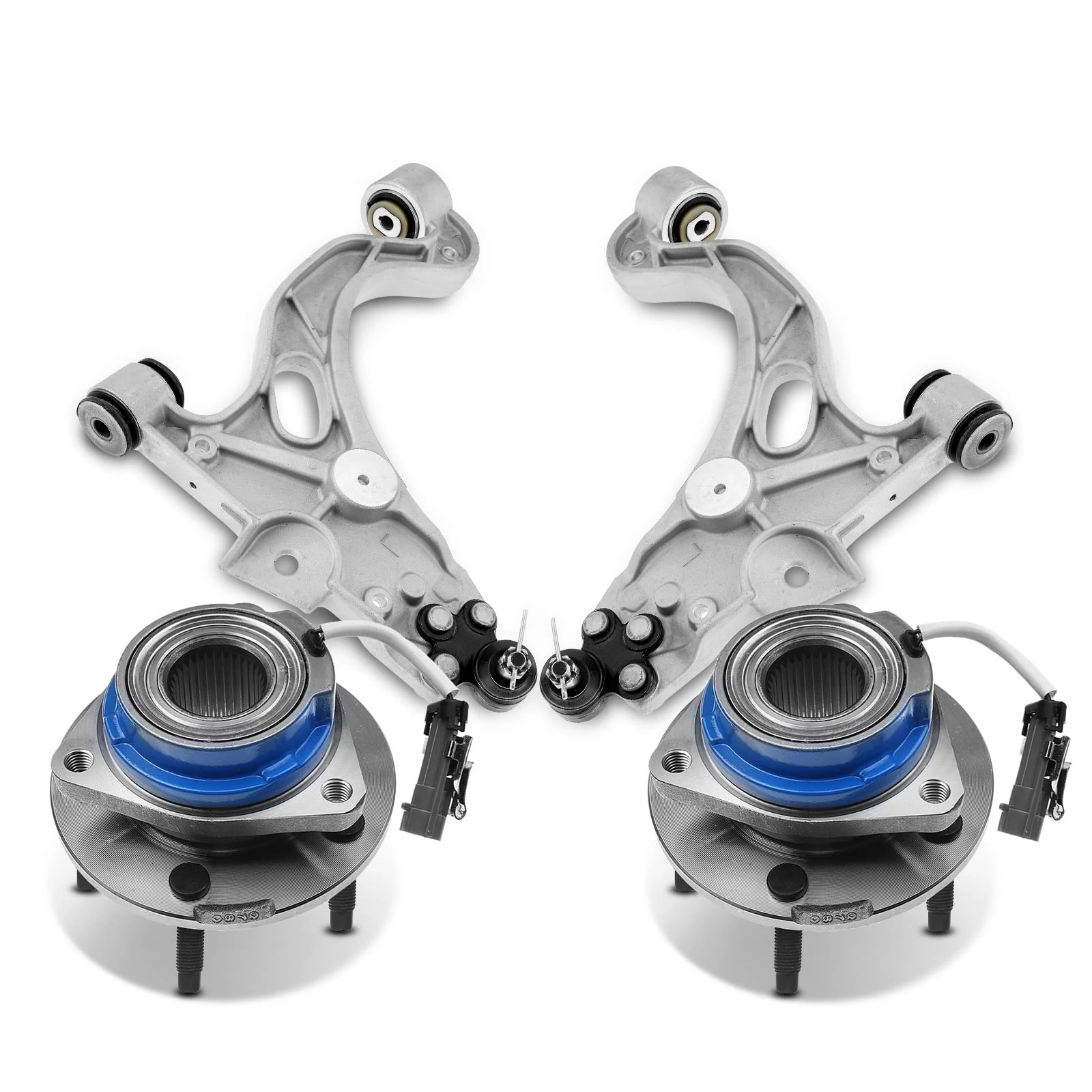 4 Pcs Front Wheel Hub Bearing & Control Arm Kit