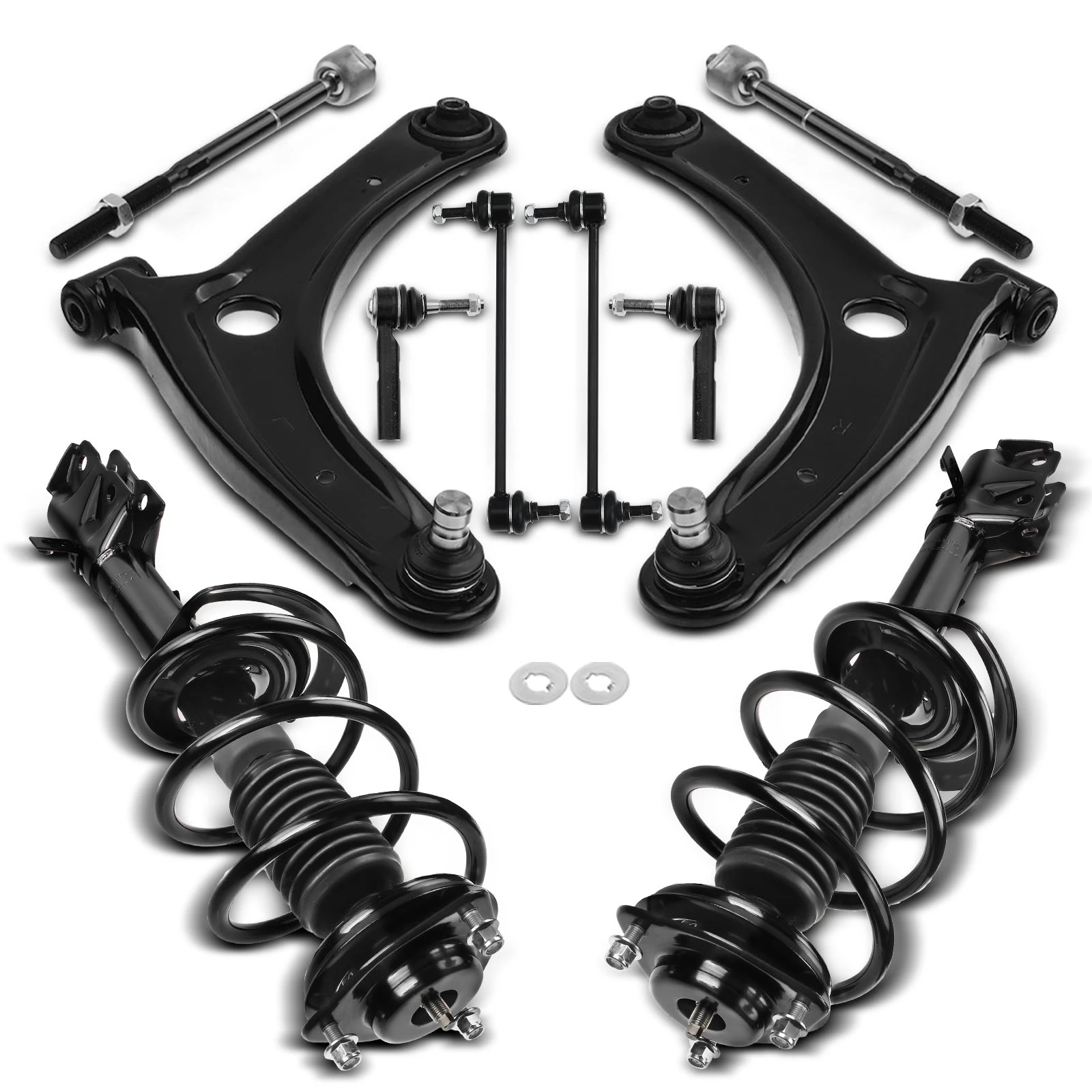 10 Pcs Front Complete Strut & Coil Spring Control Arm Kit