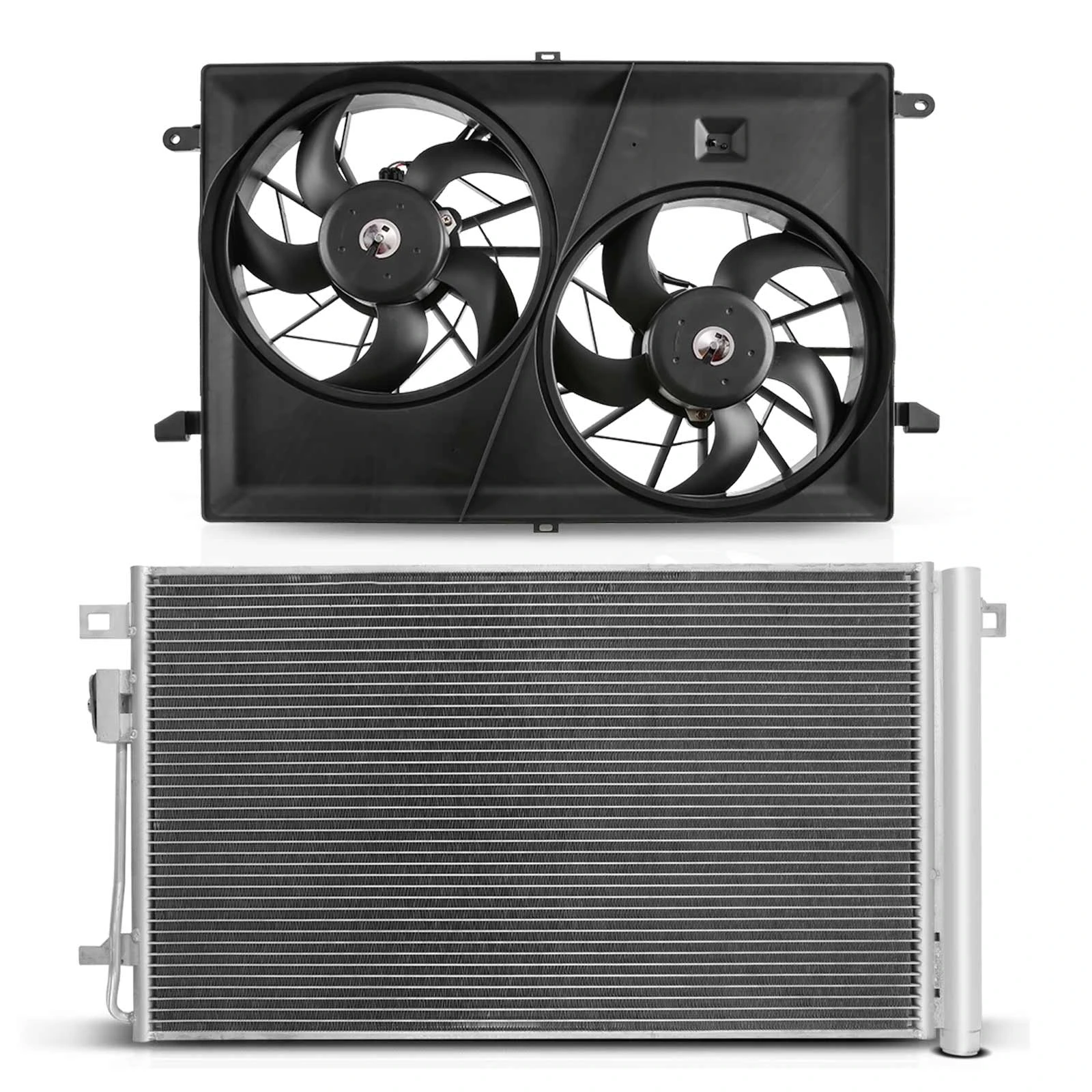 AC Condenser & Dual Cooling Fan Assembly Kit for 2008-2017 Buick Enclave