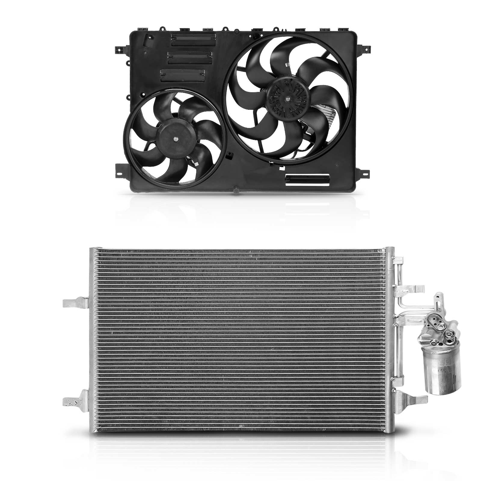 AC Condenser & Dual Cooling Fan Assembly Kit