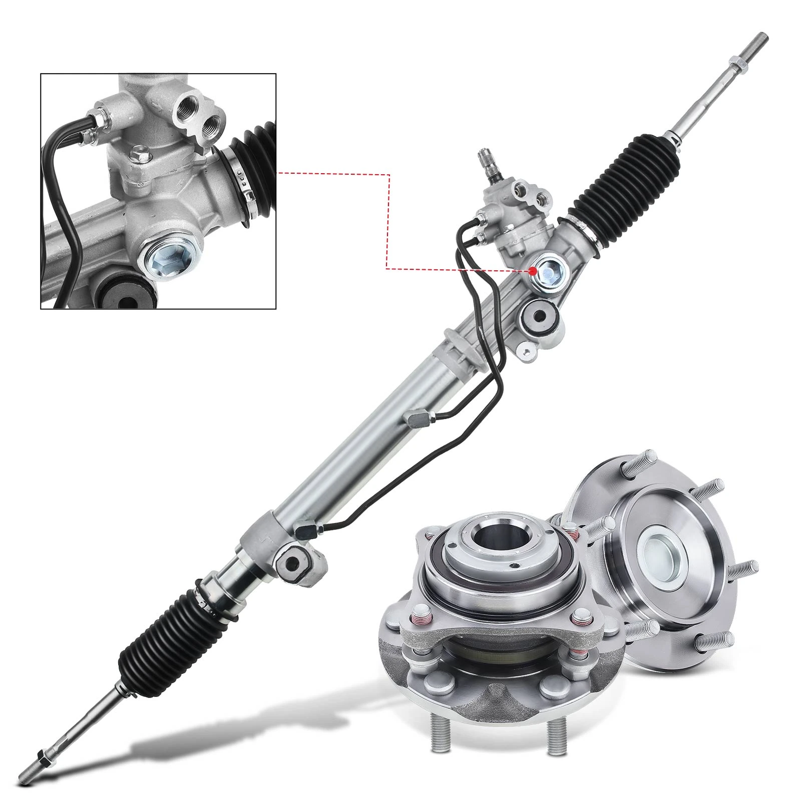 3 Pcs Rack and Pinion & Hub Bearing Kit