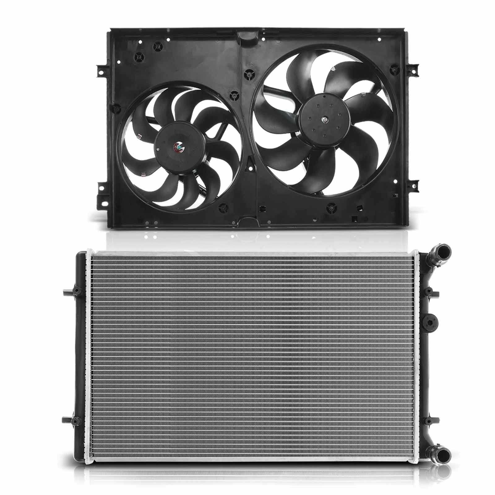 2 Pcs Radiator & Cooling Fan Assembly Kit for for Volkswagen Golf 1999-2004 Jetta Audi TT