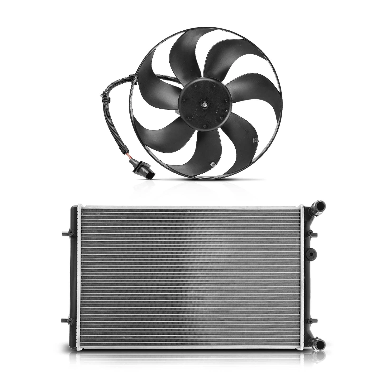 2 Pcs Radiator & Cooling Fan Assembly Kit for Volkswagen Golf 2004 L4 2.0L