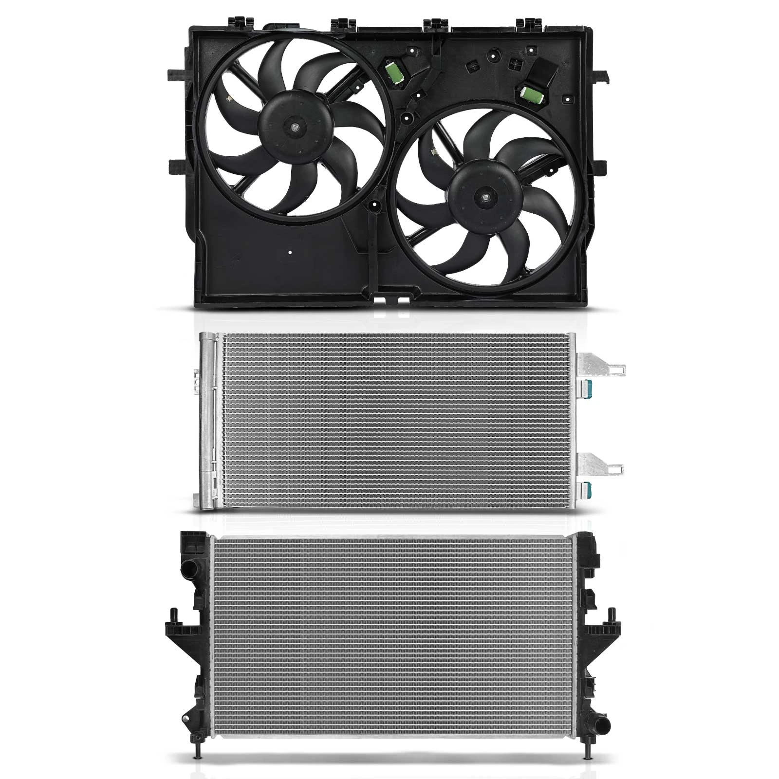 3 Pcs Radiator & AC Condenser & Cooling Fan Kit