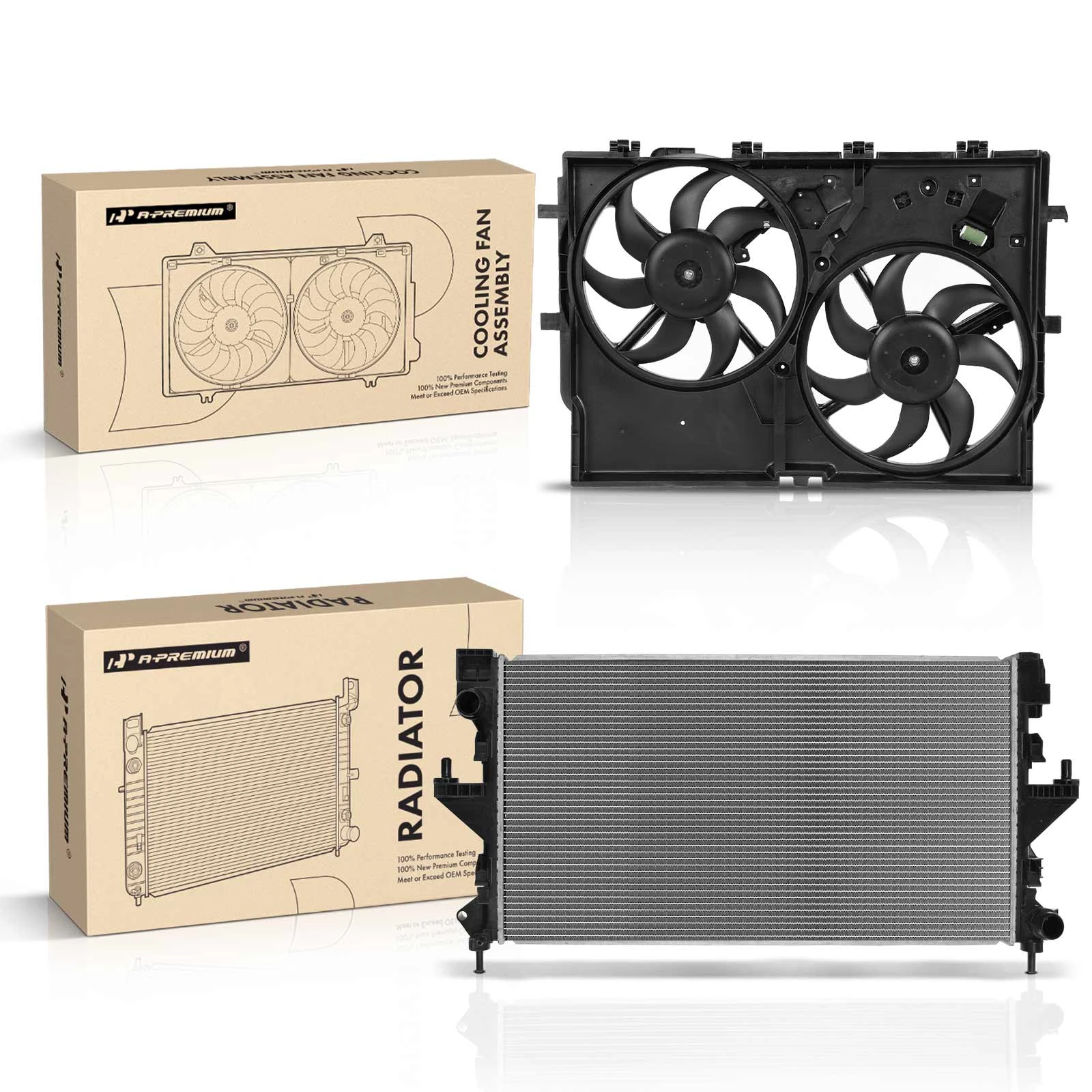 2 Pcs Radiator & Cooling Fan Assembly Kit
