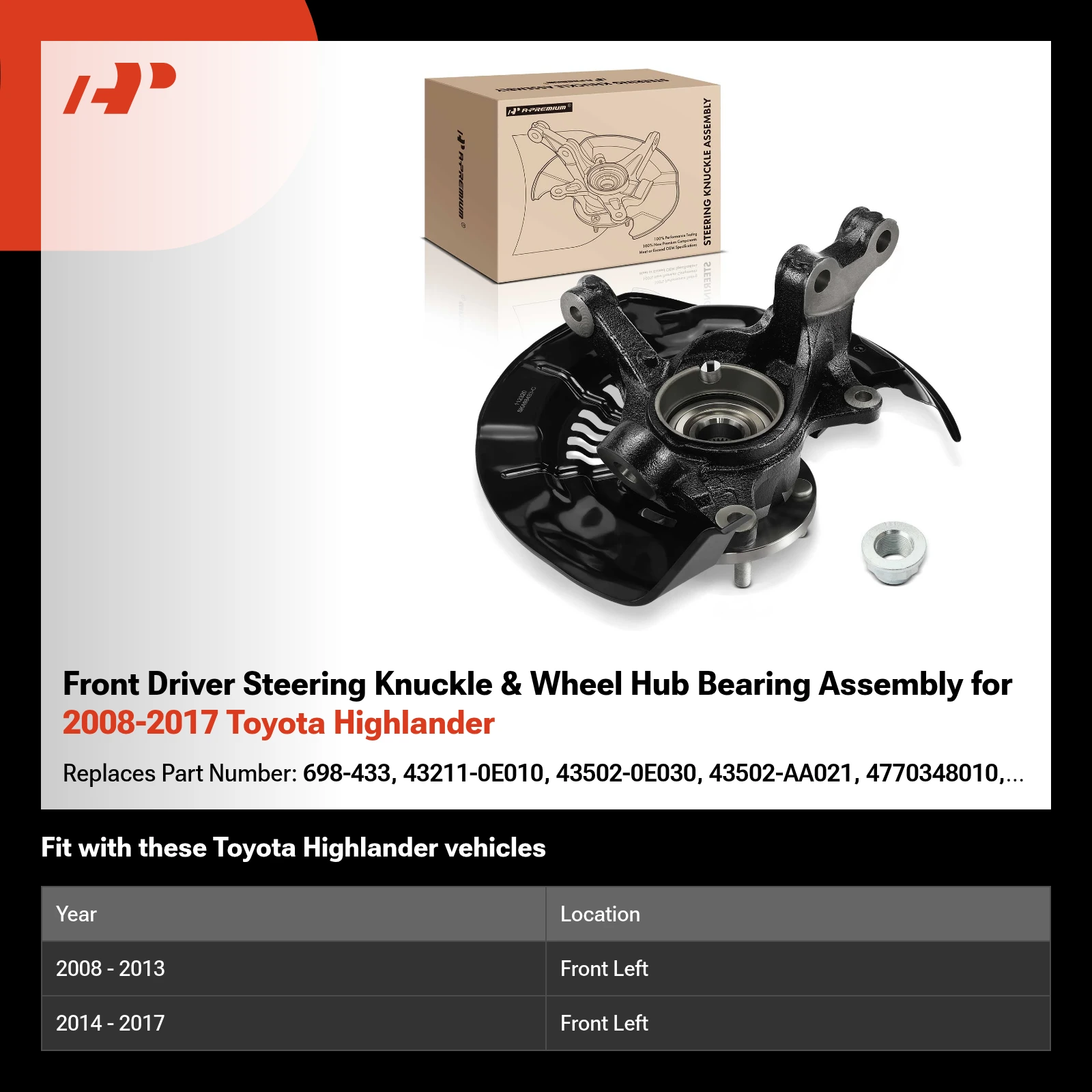 Wheel Hub Bearing Assembly For Toyota Highlander 2008