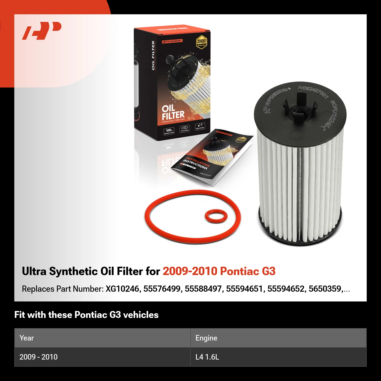 Ultra Synthetic Oil Filter for 2009-2010 Pontiac G3